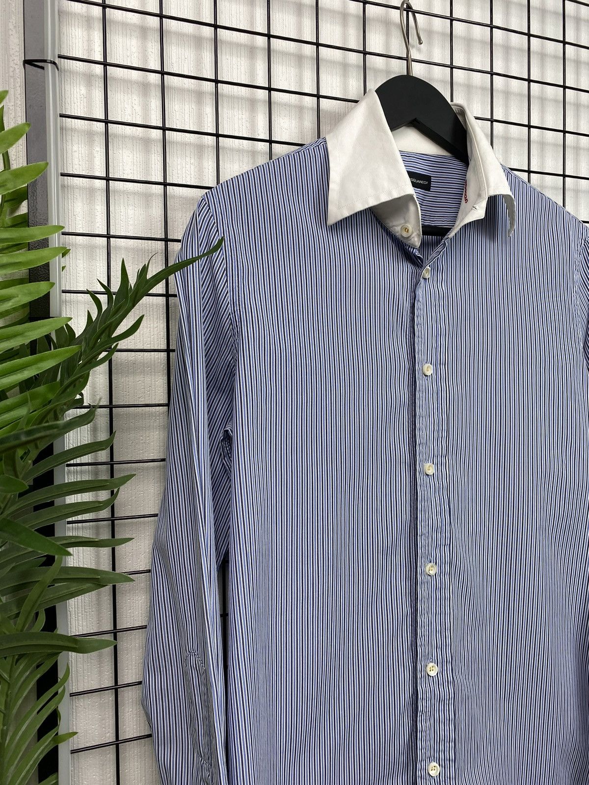 Dsquared2 Dsquared2 men striped shirt logo 50 size Blue white Size US M / EU 48-50 / 2 - 4 Thumbnail