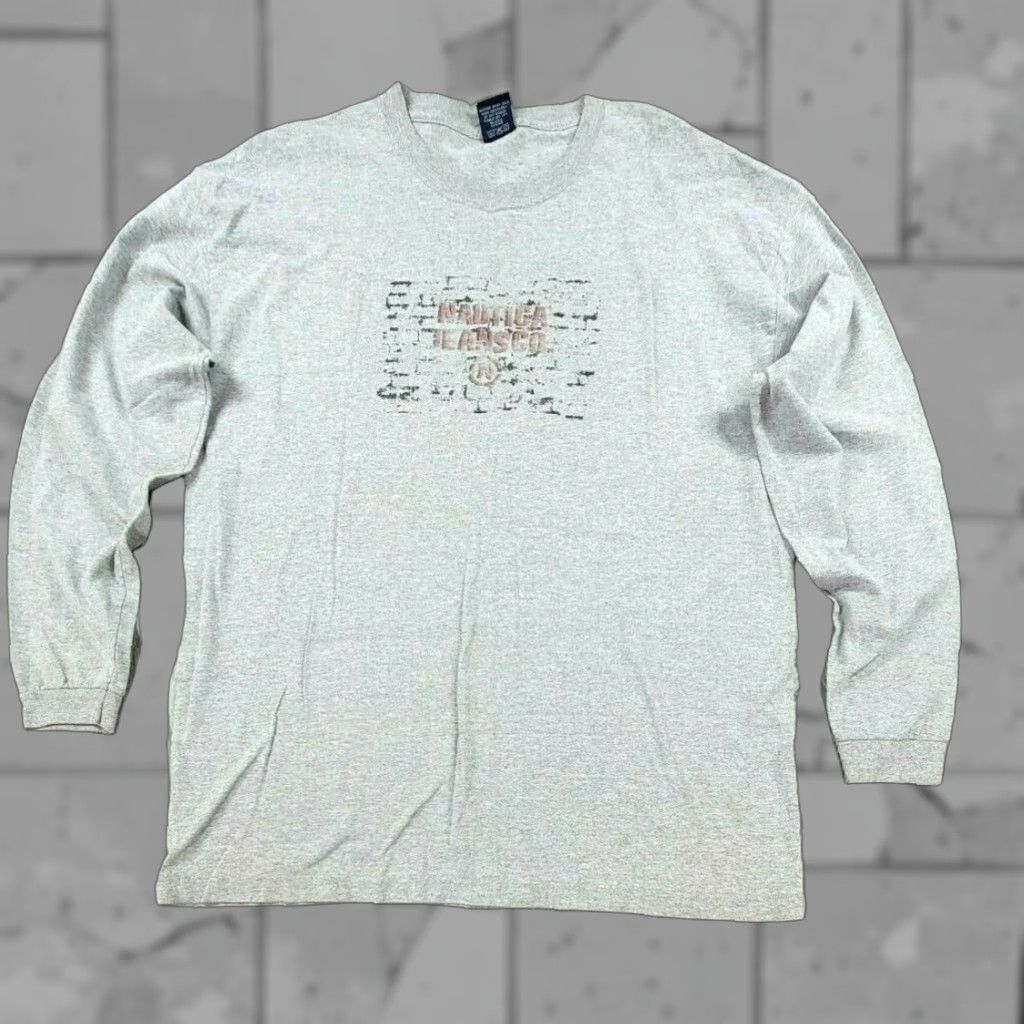 Nautica VINTAGE Nautica Jeans Co Graphic Long Sleeve TShirt Crew Neck Gray USA Made L Mens 90s Logo 1990s Size US L / EU 52-54 / 3 - 1 Thumbnail