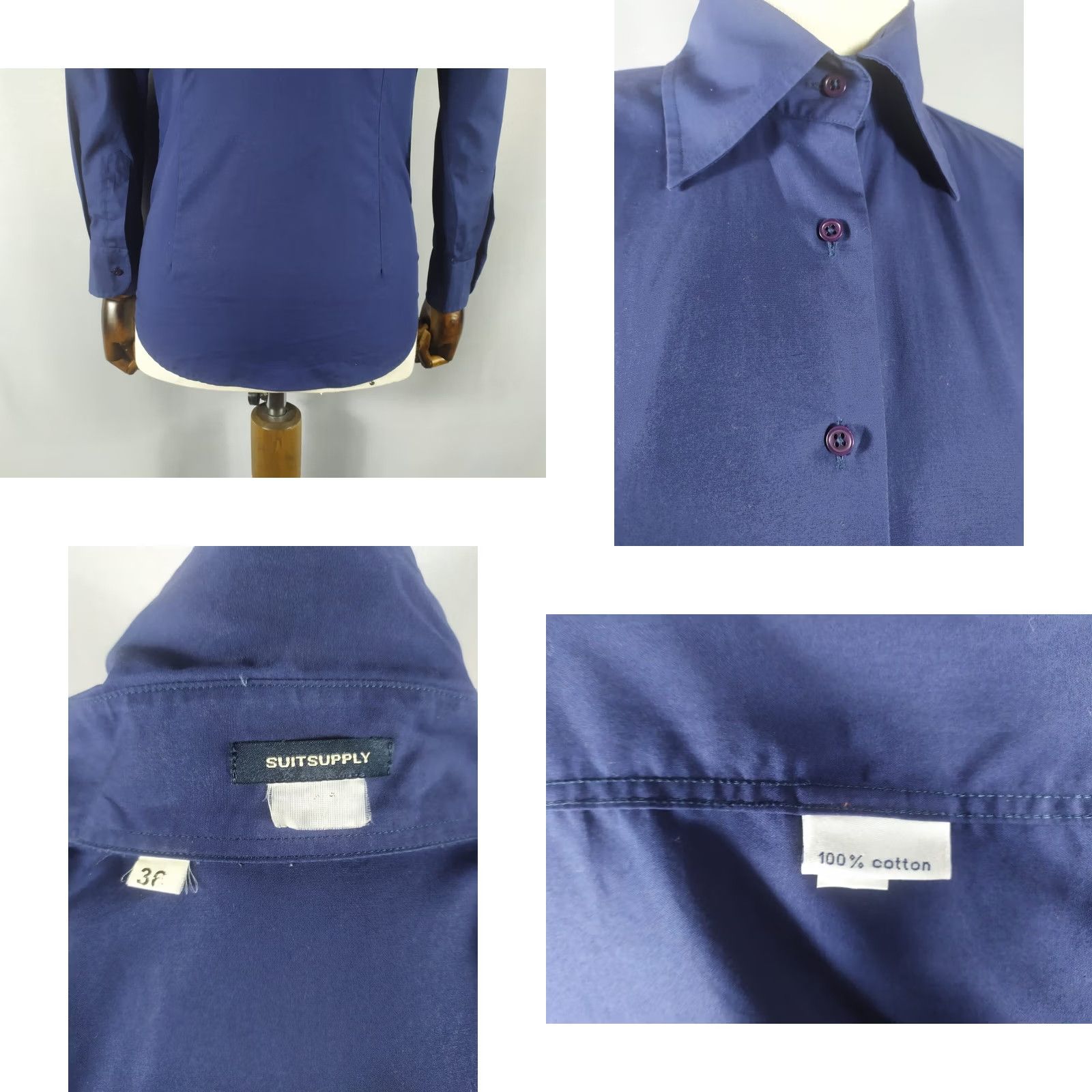 Suitsupply Suitsupply Shirt Size 36 100% Cotton Blue Button-Up Women's Size XS / US 0-2 / IT 36-38 - 8 Thumbnail
