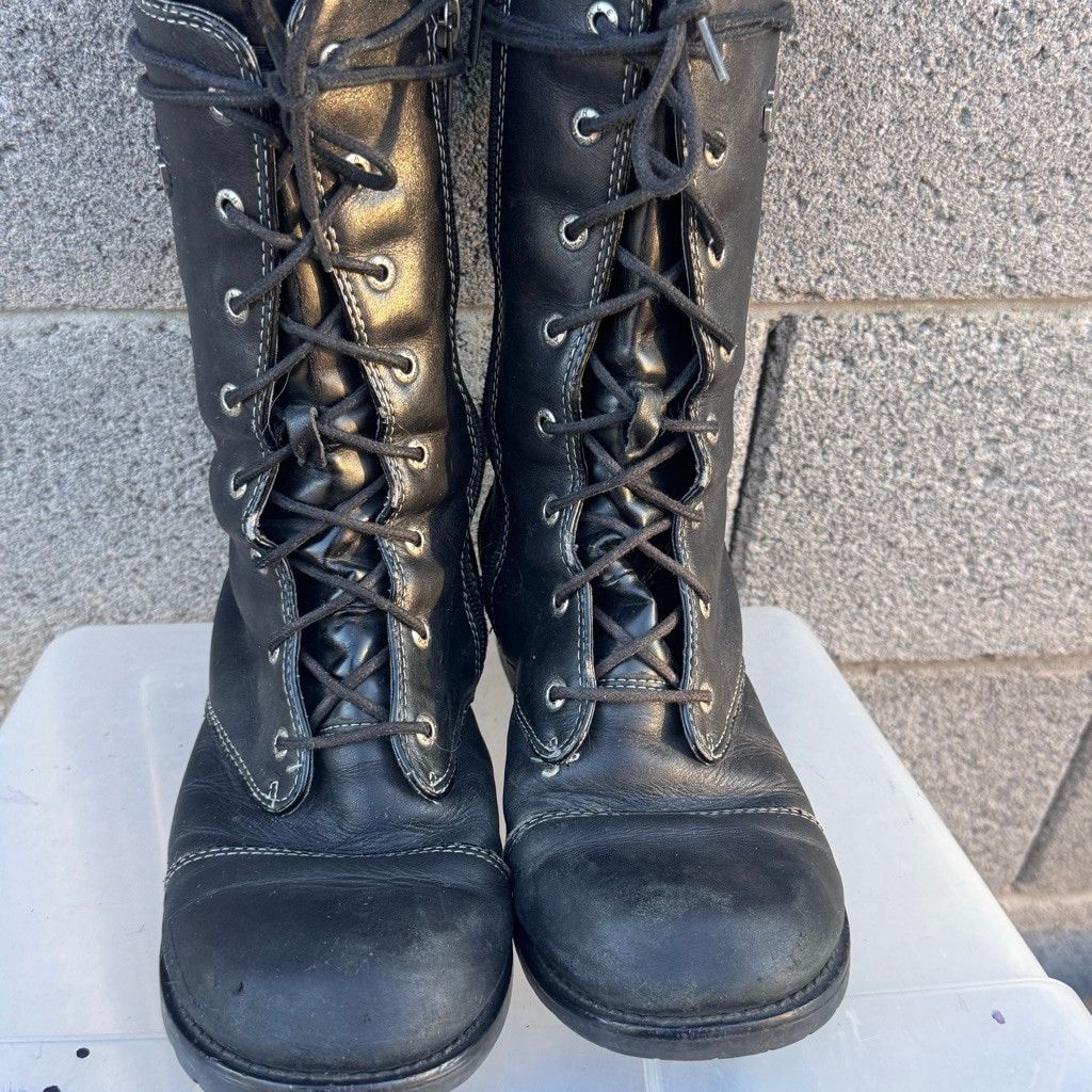 Harley Davidson Harley-Davidson Lace Up Black motorcycle Riding Boots 8.5 Size US 8.5 / IT 38.5 - 4 Thumbnail