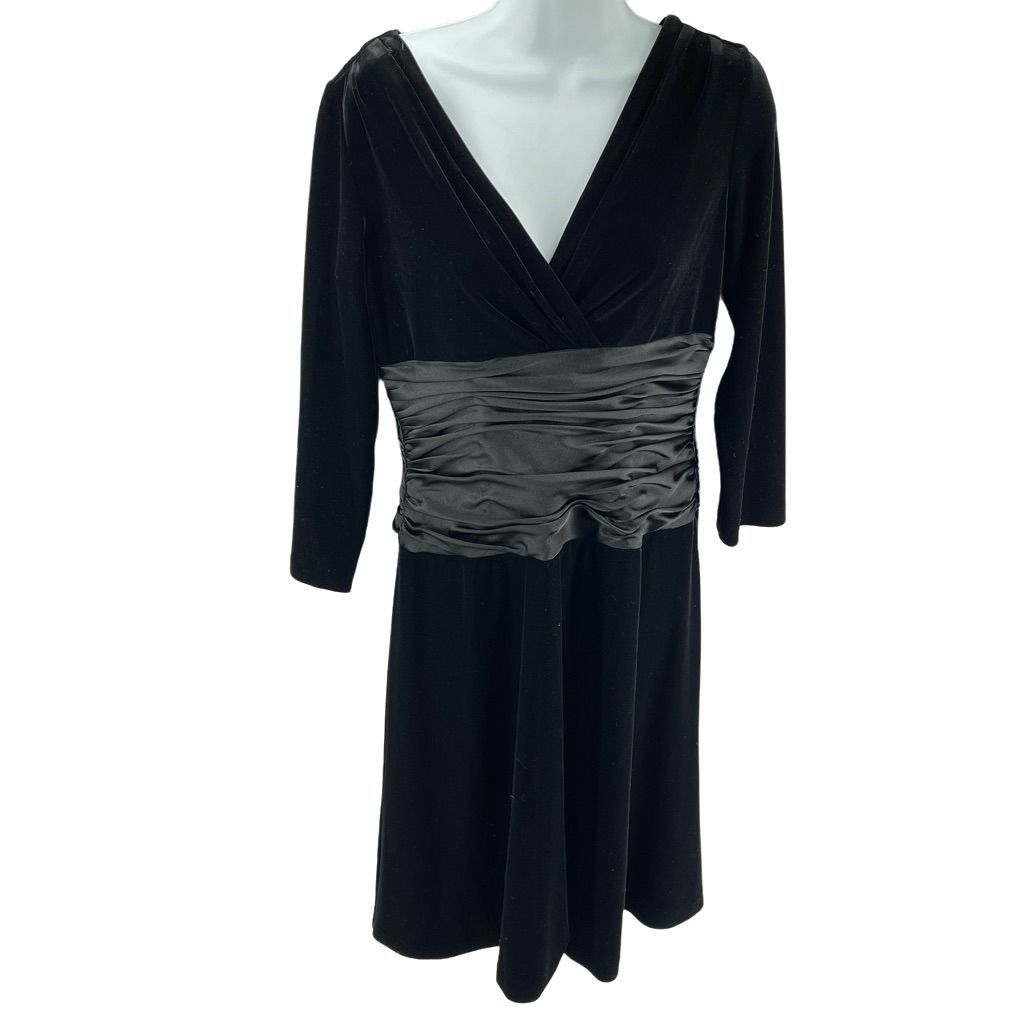Other Suzi Chin for Maggy Boutique ruched satin waist black velvet Size L / US 10 / IT 46 - 2 Thumbnail