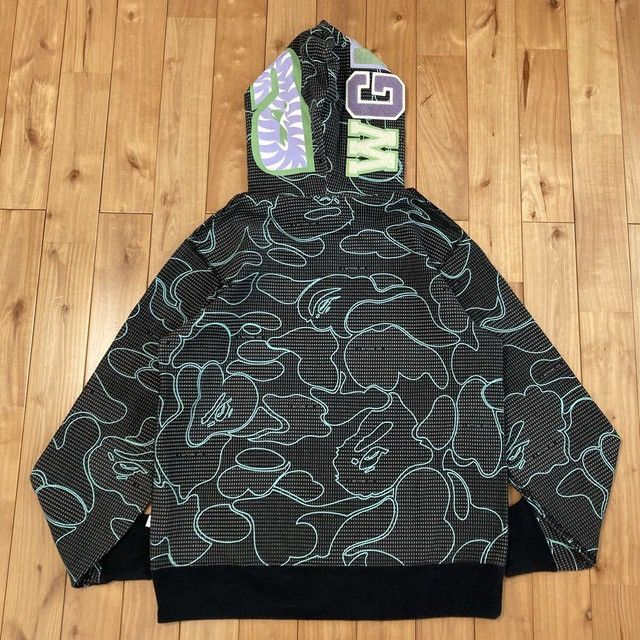 Bape 💫Glow in the dark💫 BAPE TEXT CODE CAMO Shark Full Zip Hoodie Size US XL / EU 56 / 4 - 3 Thumbnail