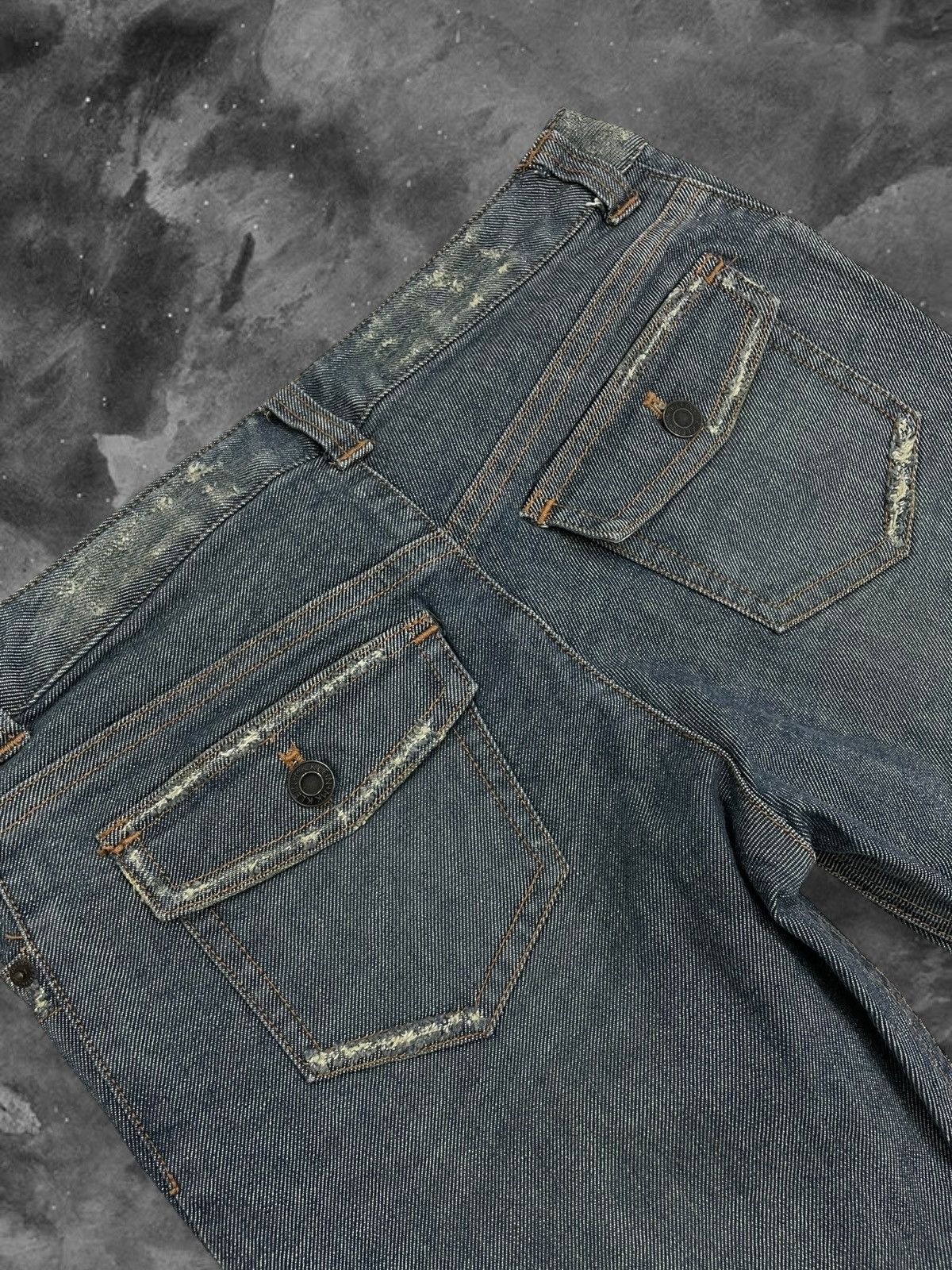 Japanese Brand Vintage Designer Mk Klein Flared Distressed Denim Size US 30 / EU 46 - 13 Thumbnail