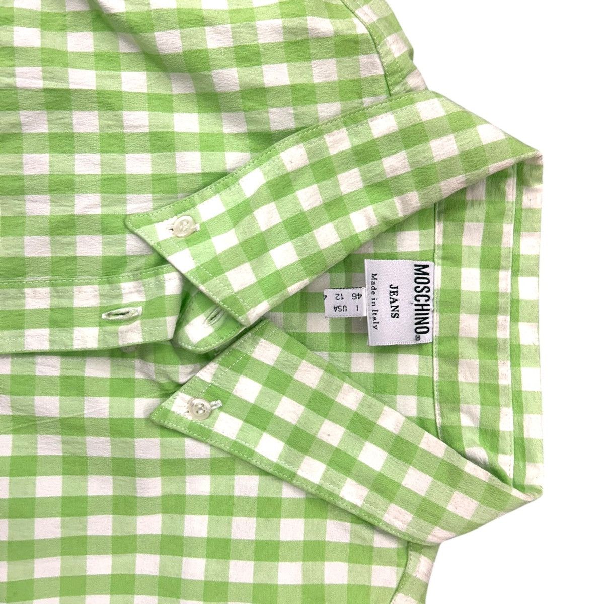 Moschino MOSCHINO Womens green gingham button up shirt Size 46 Size L / US 10 / IT 46 - 4 Thumbnail