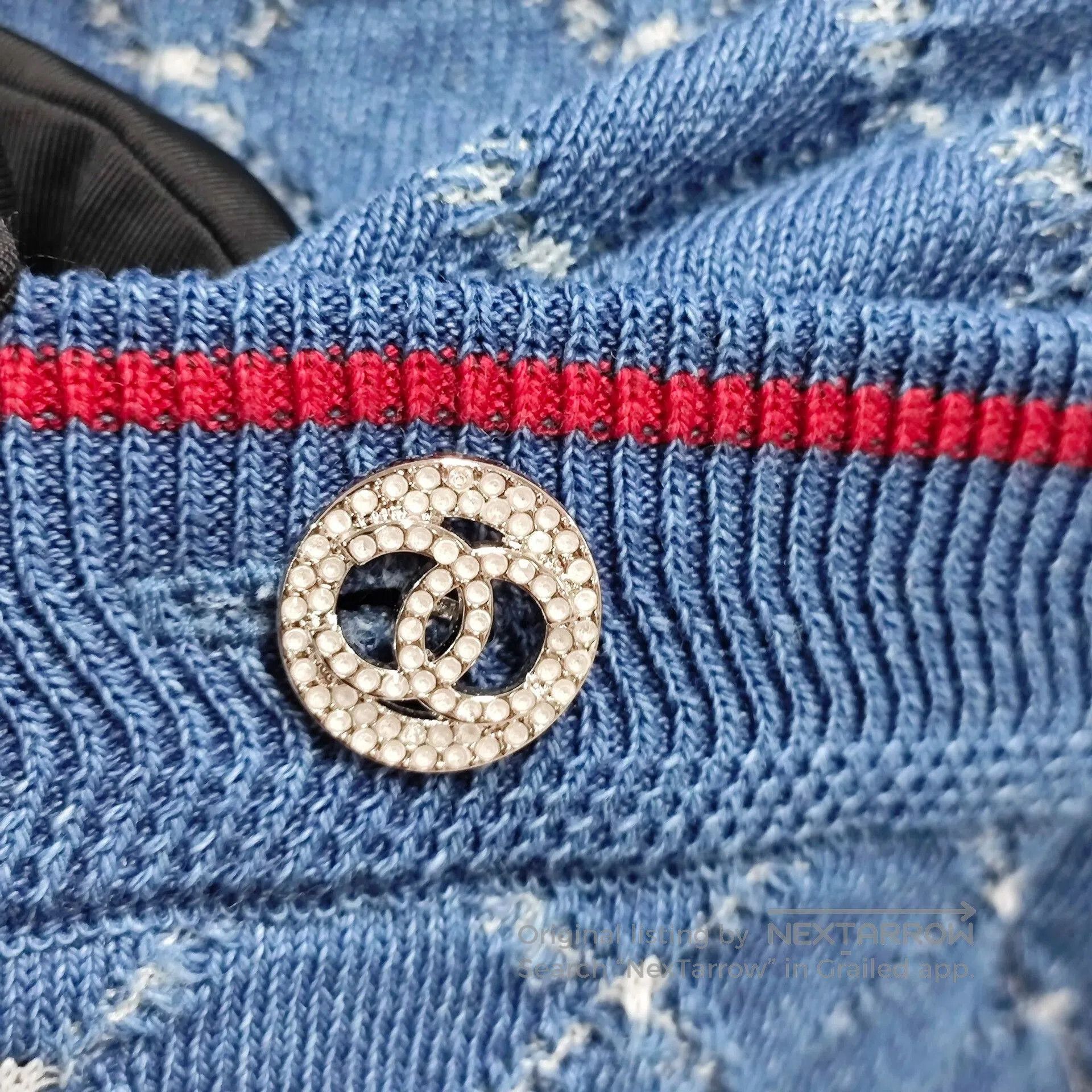 Chanel Chanel Blue CC Quilted Polka Dot Skirt. Size 37" - 4 Thumbnail