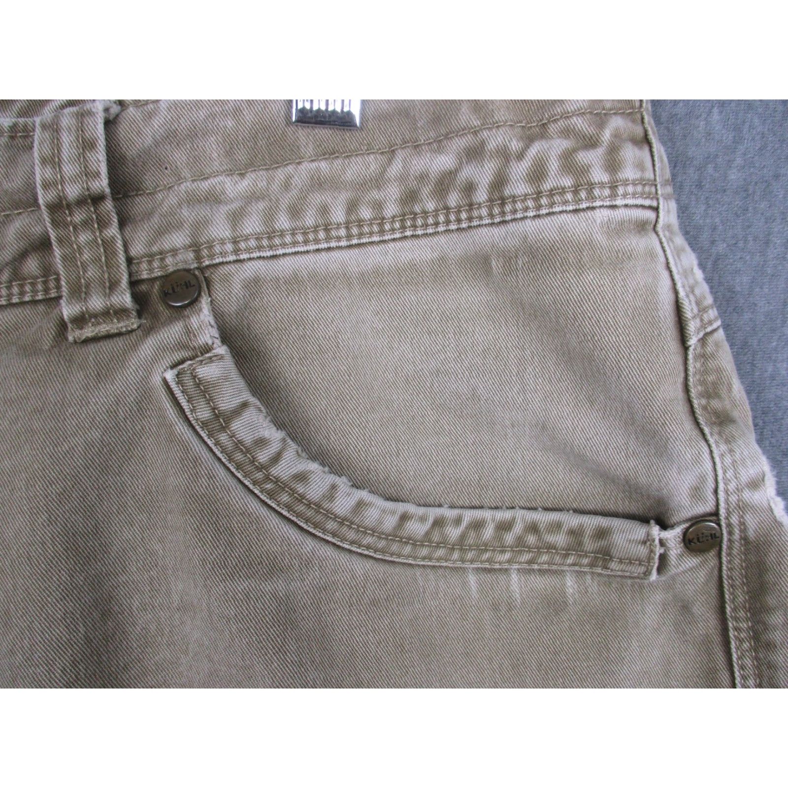 Denime VINTAGE Kuhl Rydr Jeans Mens 36x30 Beige Relaxed Fit Straight Leg Denim Patina Distressed Pockets Zip Mens Size US 36 / EU 52 - 4 Thumbnail