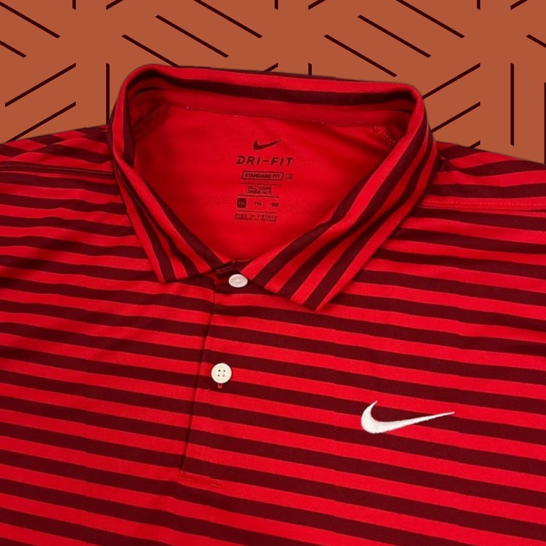 Nike Nike Polo Mens 2XL Red Striped Dri-Fit Stretch Golf Active Shirt Size US XXL / EU 58 / 5 - 1 Thumbnail