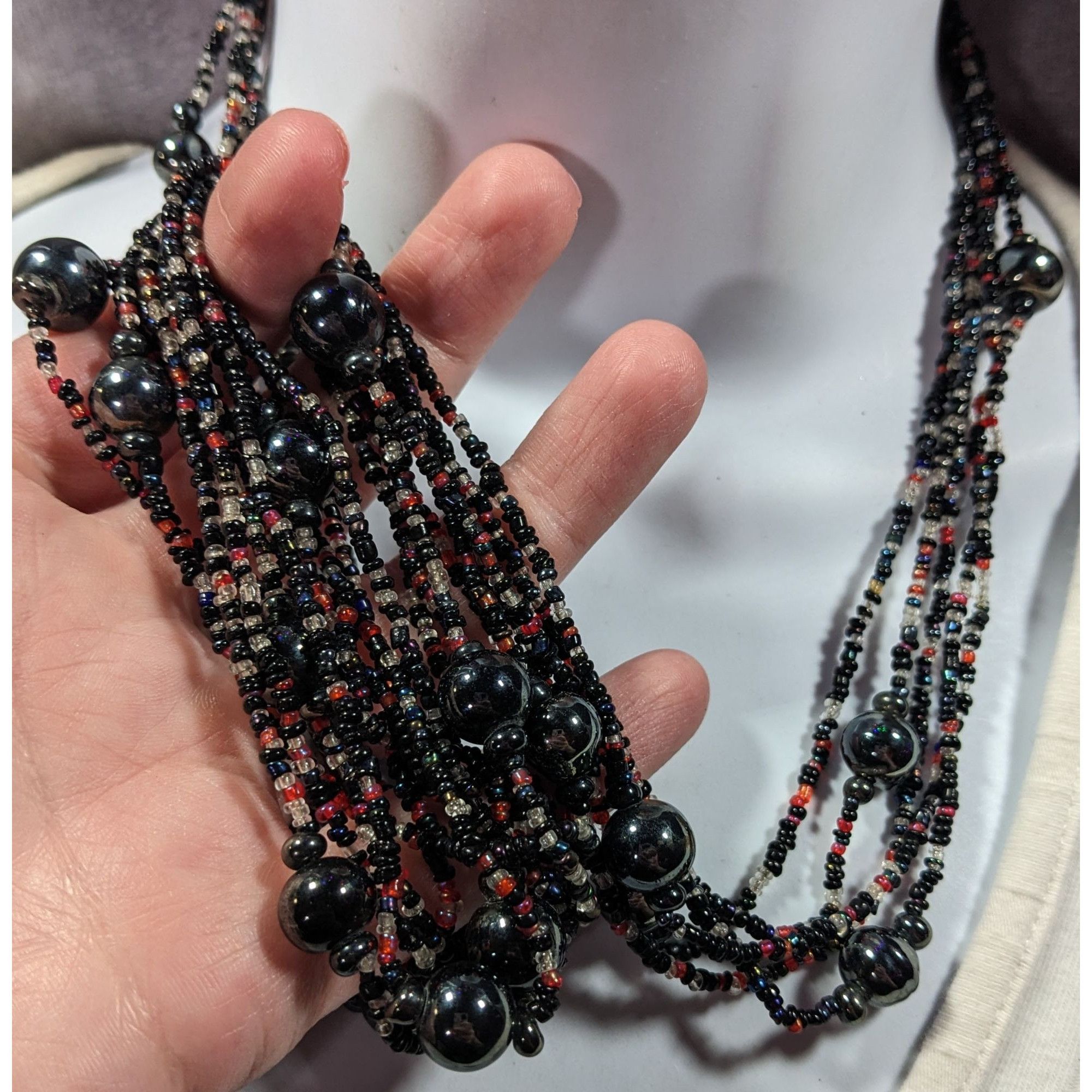 Other Vintage Elegant Black Red And Clear Glass Beaded Multilayer Size ONE SIZE - 3 Thumbnail
