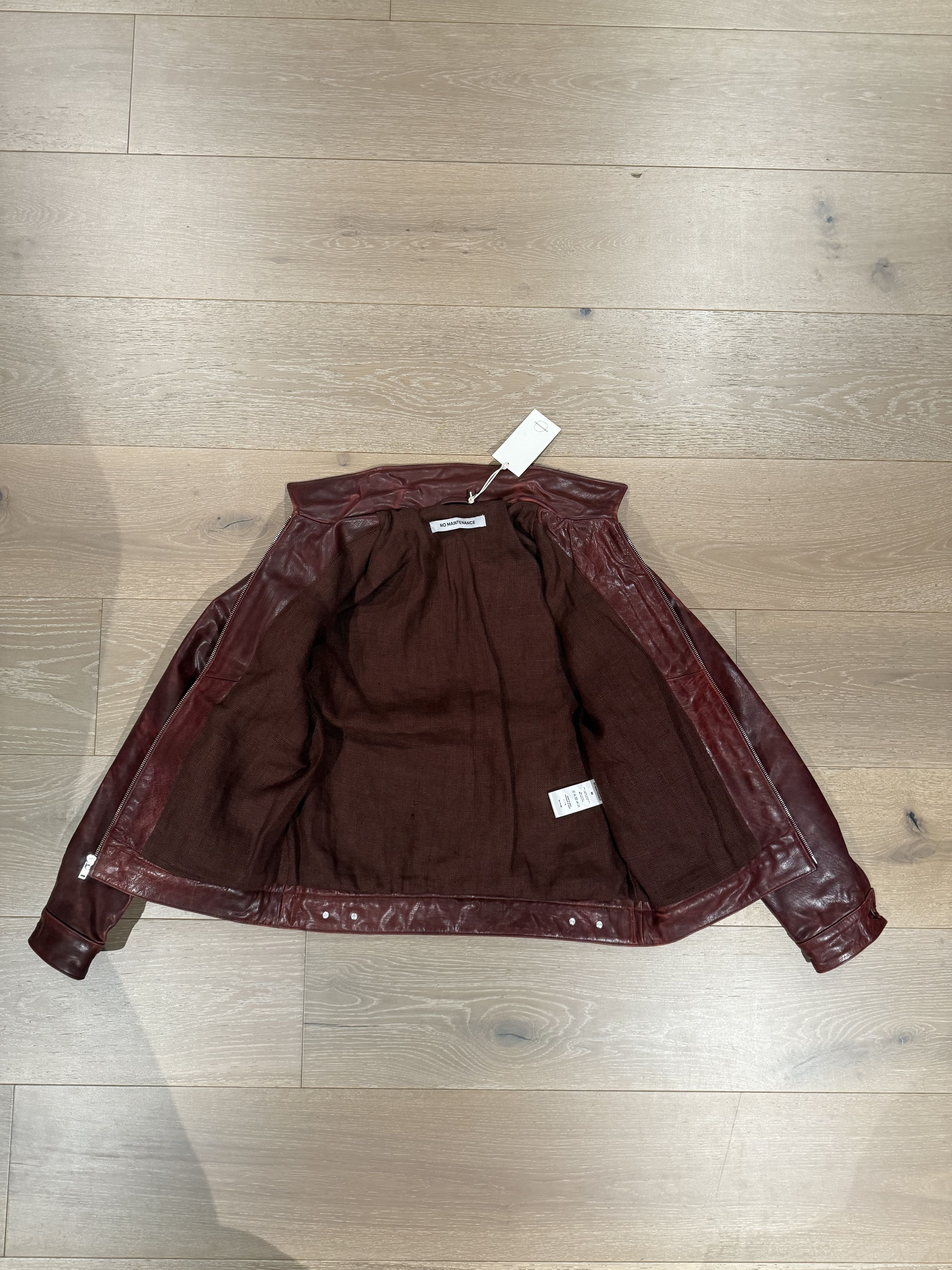 No Maintenance 💚 No Maintenance Double Rivet Leather Jacket Oxblood NEW Size US M / EU 48-50 / 2 - 9 Thumbnail