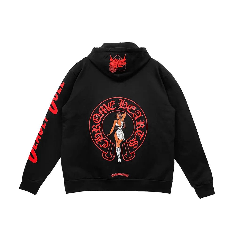 Chrome Hearts Chrome Hearts Deadly Doll Red Horseshoe Logo Pullover Hoodie Size US L / EU 52-54 / 3 - 1 Thumbnail