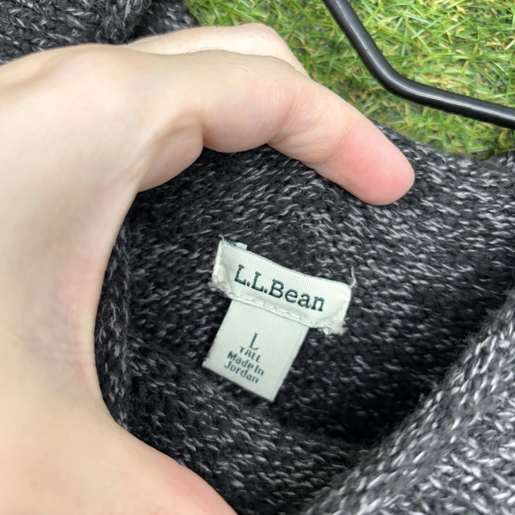 Vintage LL Bean Mens LT Gray Organic Cotton Roll Neck Sweater Waffle Knit Pullover Size US L / EU 52-54 / 3 - 3 Thumbnail