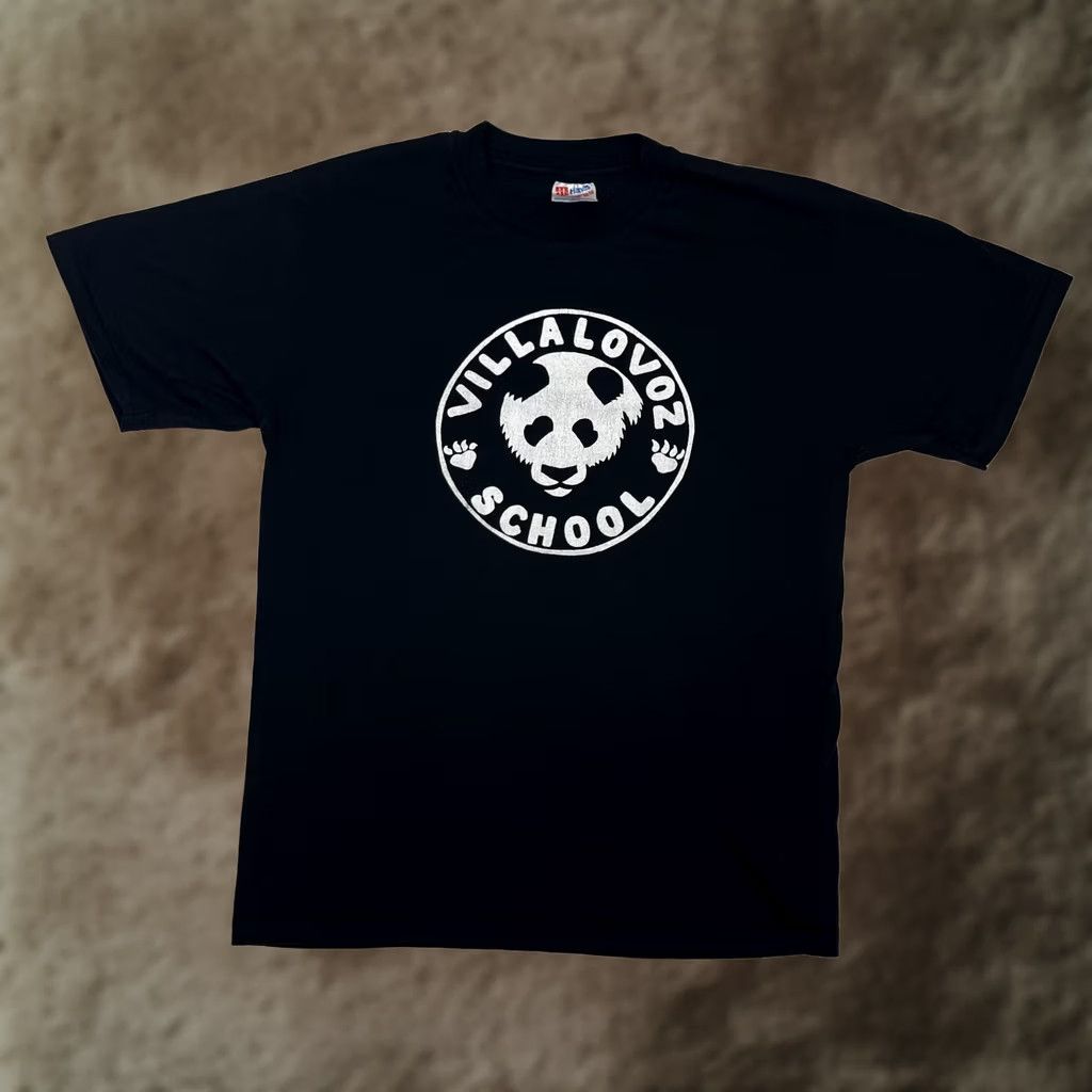 Hanes Hanes Men T-Shirt Black 50/50 Crew Neck Short Sleeve Villalovoz School Panda Graphic Logo Large L Vintage No Size US L / EU 52-54 / 3 - 1 Thumbnail