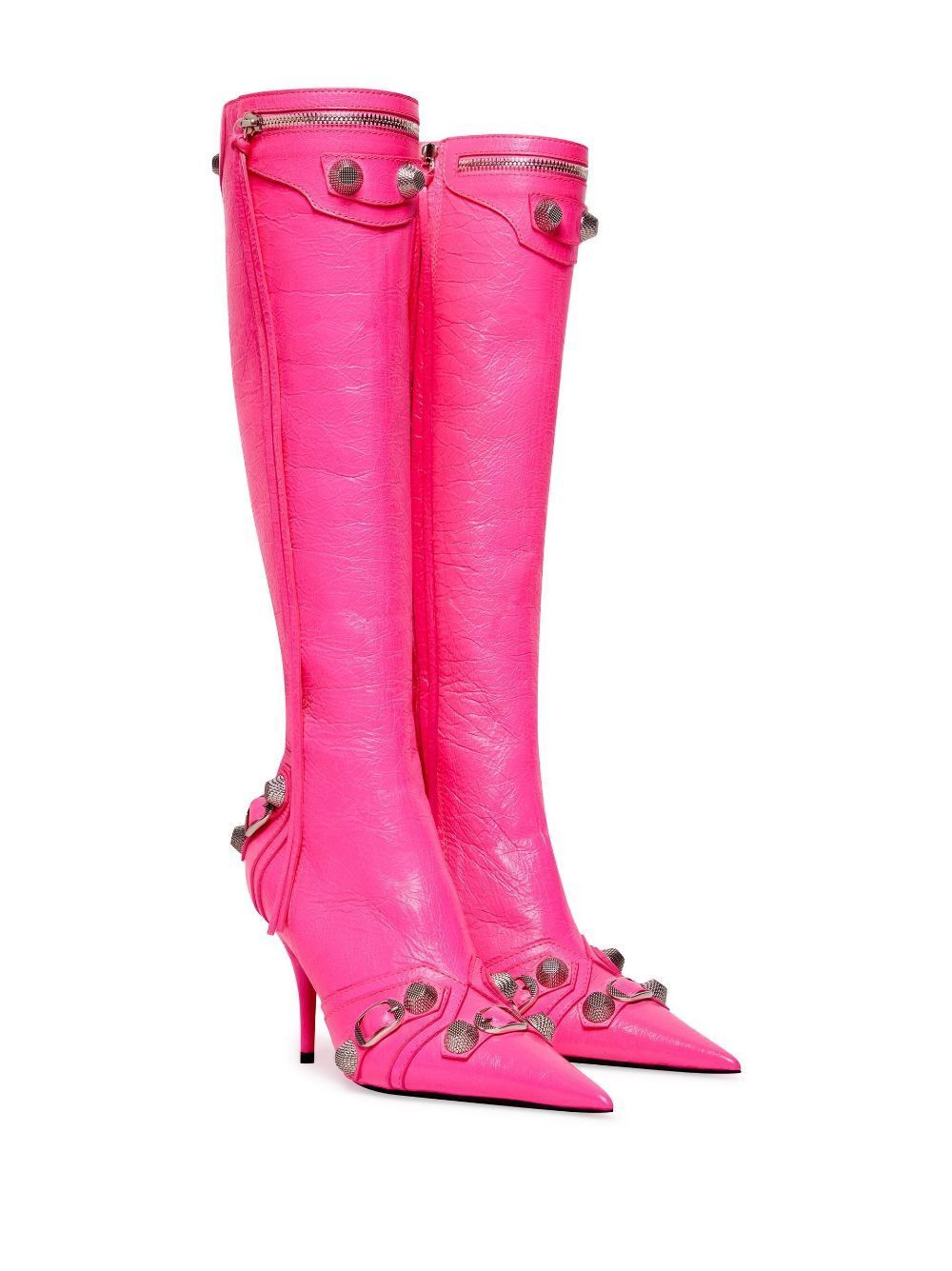 Cagole Leather Boots in bright pink