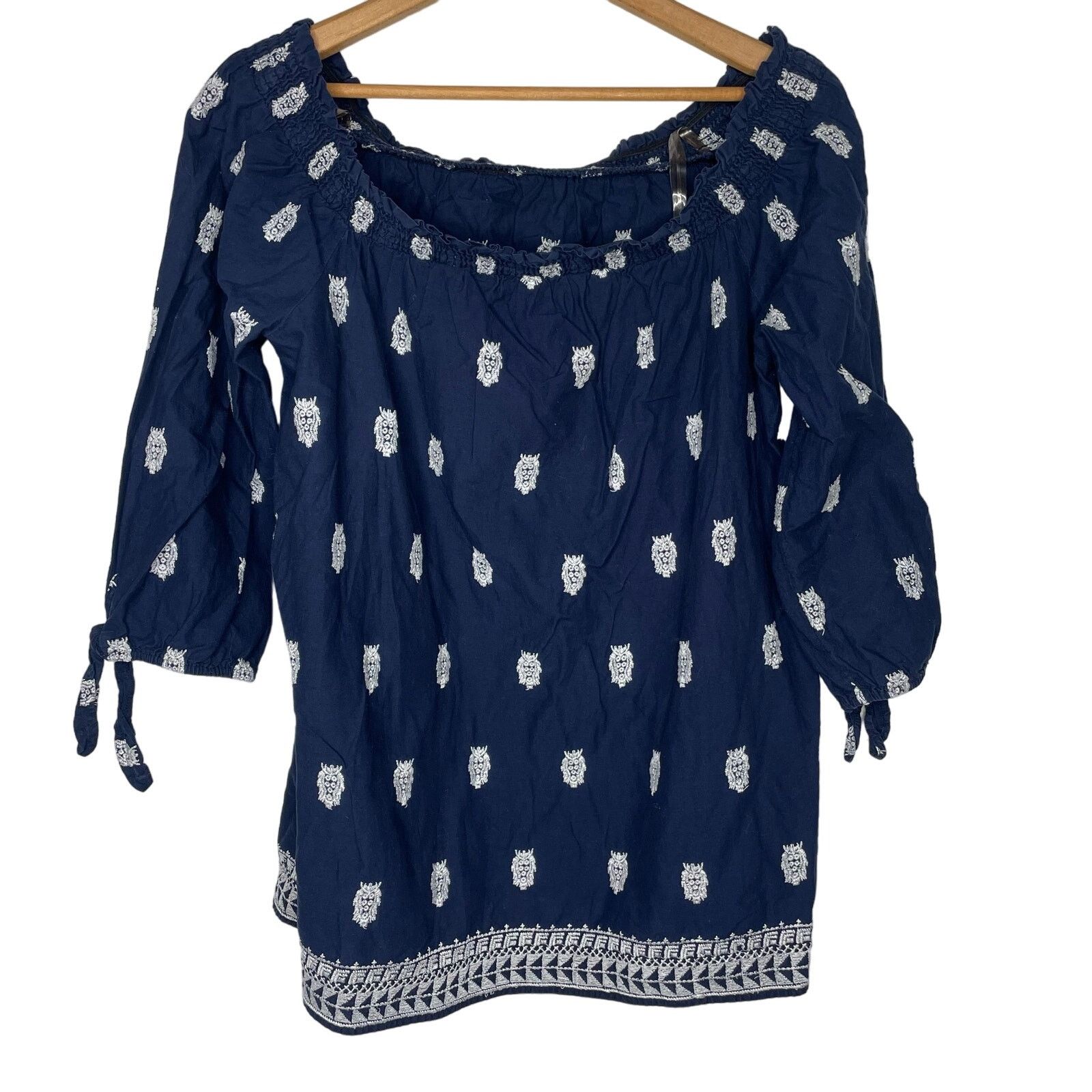 Other Crown & Ivy Embroidered Cotton Blouse Size XL / US 12-14 / IT 48-50 - 1 Thumbnail