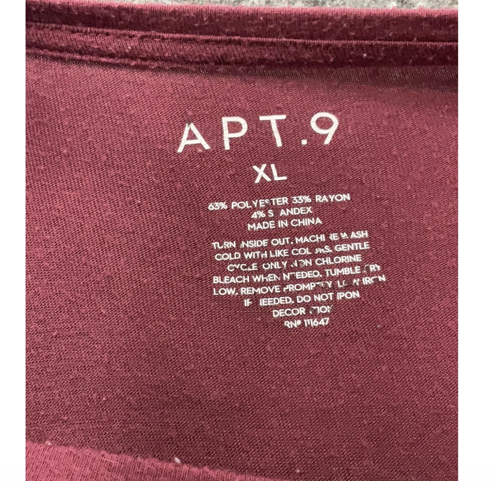 Apt. 9 Apt. 9 Women's Burgundy Wine Short Sleeve T-Shirt Size XL Size XL / US 12-14 / IT 48-50 - 3 Thumbnail