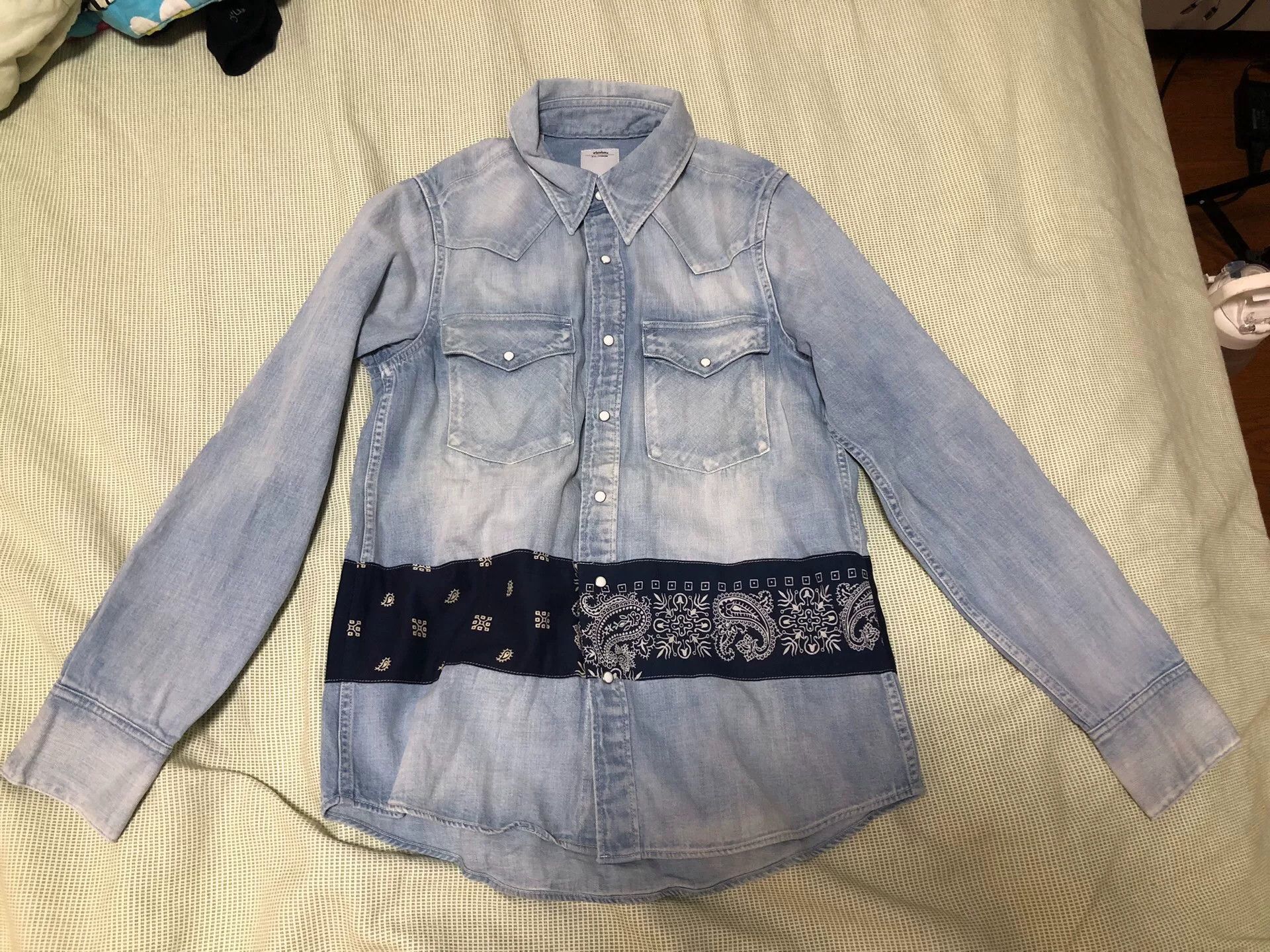 Visvim visvim bandana border denim button-up shirt Size US XXS / EU 40 - 1 Thumbnail