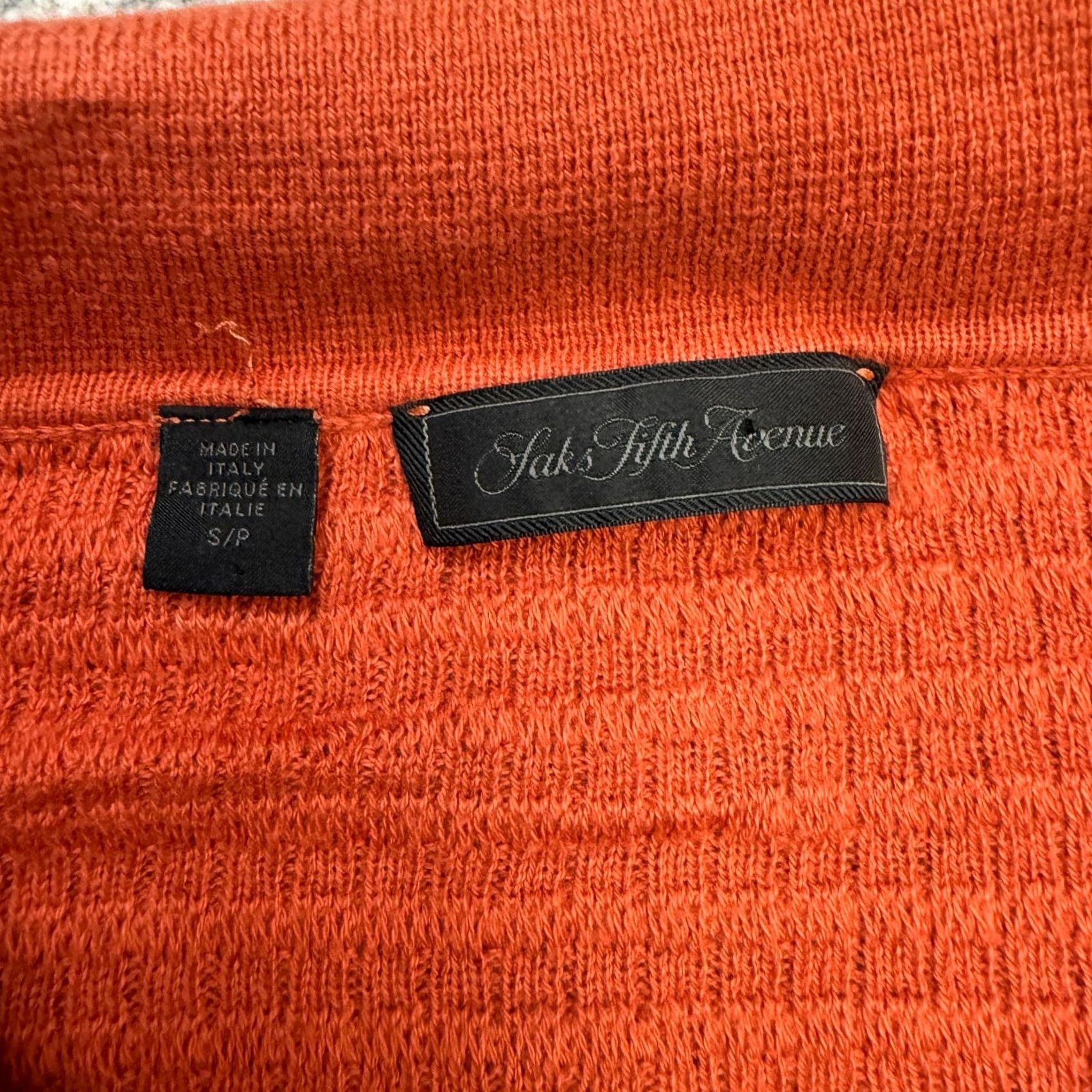 Saks Fifth Avenue Saks Fifth Avenue Polo Shirt Mens Small Orange Waffle Knit Cashmere Cotton Resort Retro Old Money Style Polo Size US S / EU 44-46 / 1 - 4 Thumbnail