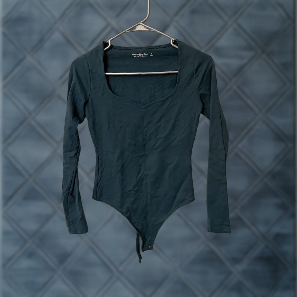 Abercrombie & Fitch Abercrombie & Fitch Bodysuit Small Green Long Sleeve Crew Neck Regular Womens Size S / US 4 / IT 40 - 1 Thumbnail