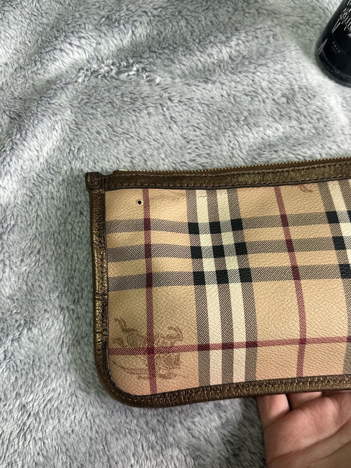 Burberry Burberry Nova Check Canvas Leather Clutch Bag Bronze Trim Size ONE SIZE - 16 Thumbnail