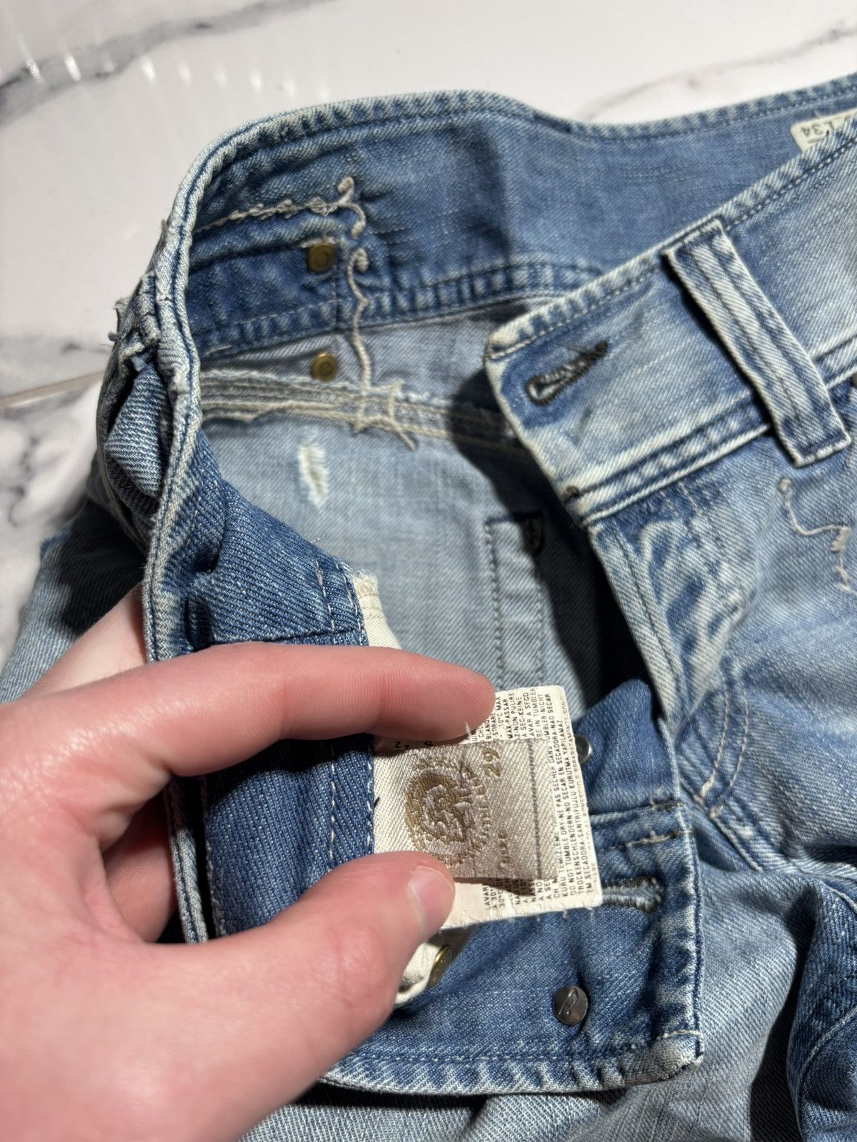Diesel Y2K Diesel Jeans Vintage Light Blue Distressed 00’s Japanese Size 29" - 9 Thumbnail