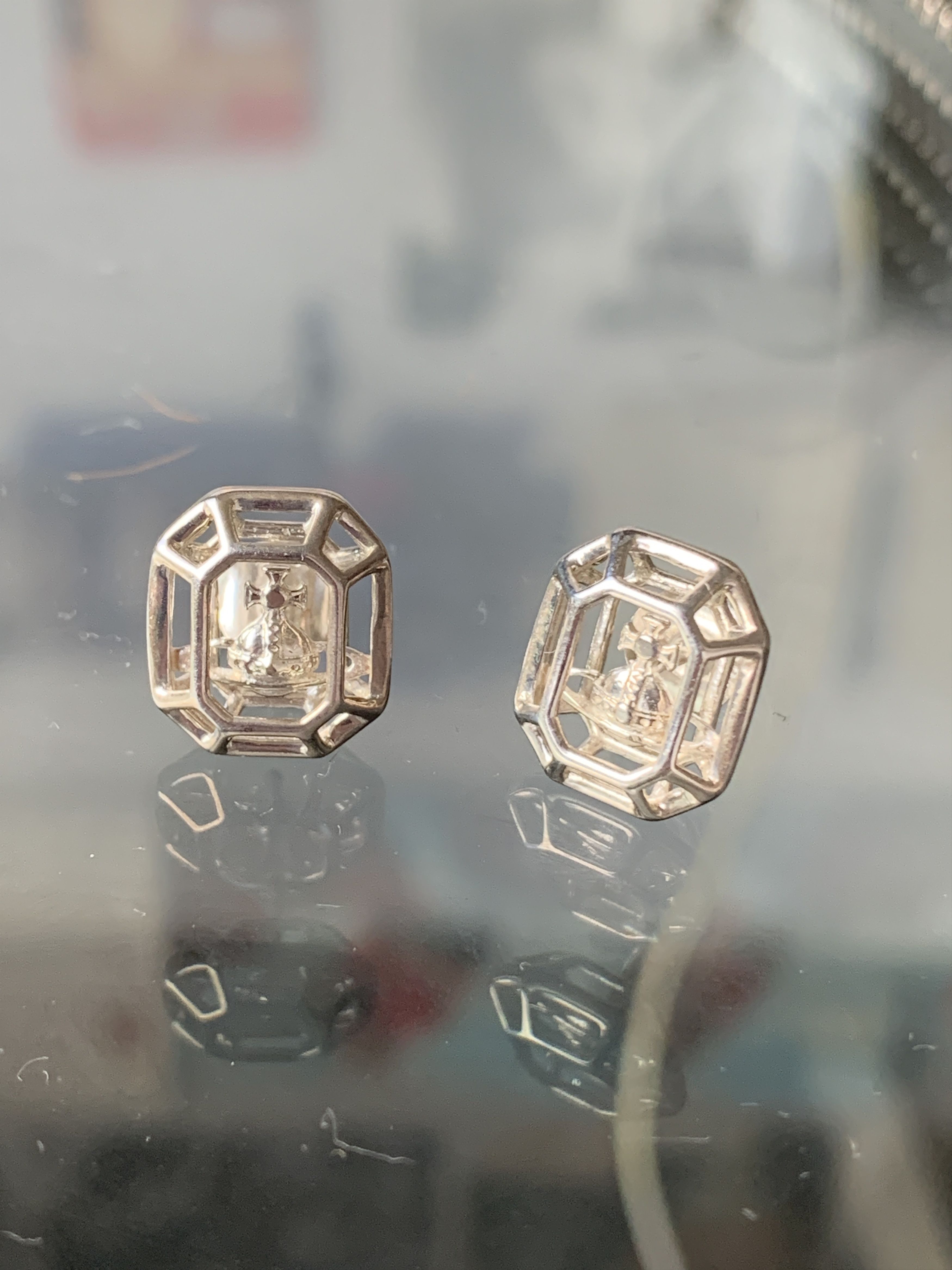 Vivienne Westwood Sterling 925 Silver Orb in a Cage Earrings - Unique Size ONE SIZE - 1 Thumbnail