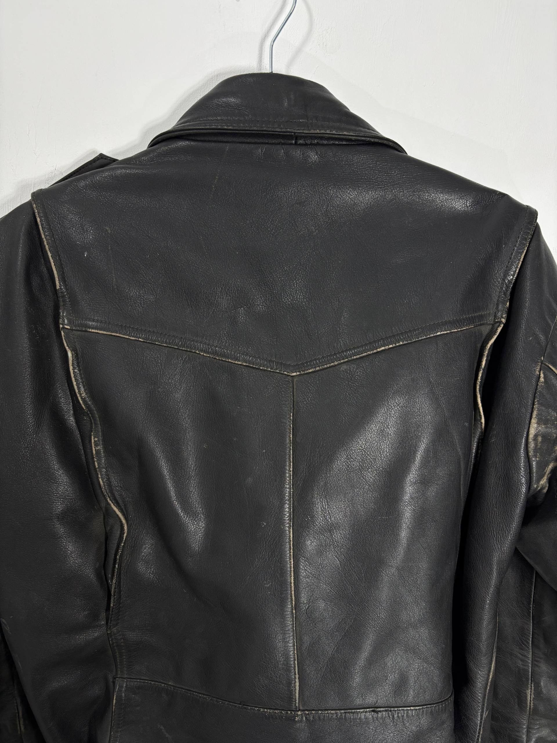 Vintage Vintage IXS Assymetrical Faded Distressed Leather Jacket Size US M / EU 48-50 / 2 - 14 Thumbnail