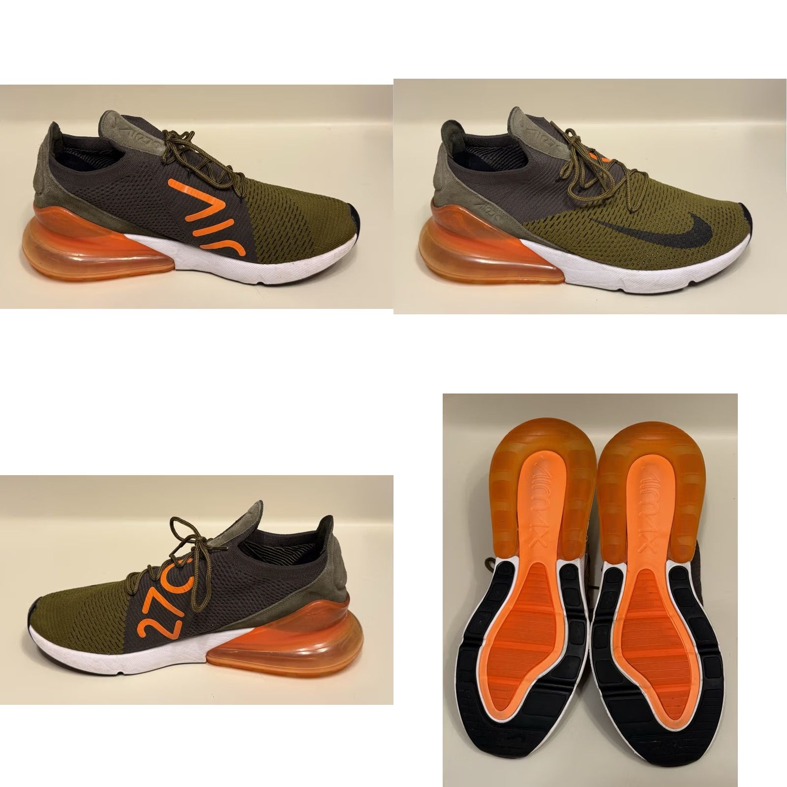 Nike Nike Air Max 270 Flyknit Olive Flak Sneakers 13 M US Size 13 Men Nike Air Max 270 Flyknit Sneakers Olive Flak/Cargo Khaki-Total Orange-Black Size US 12 / EU 45 - 8 Thumbnail