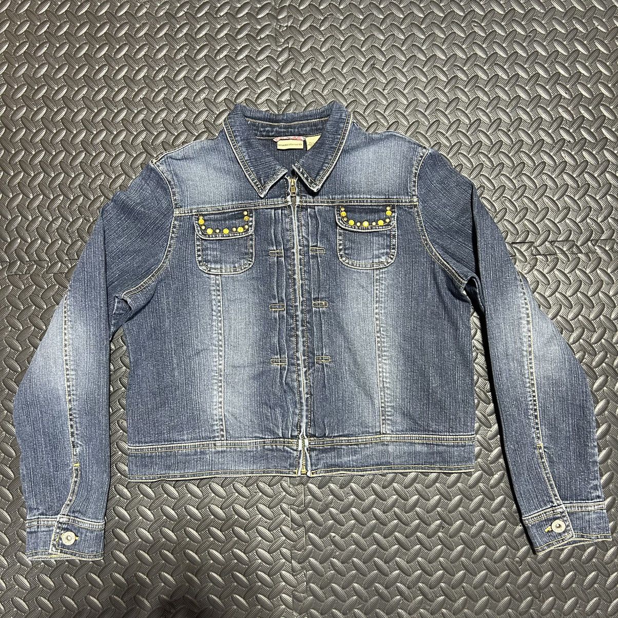 Other Ruff Hewn Jean Jacket Women Large Well Worn Embroidery Beads Size L / US 10 / IT 46 - 1 Thumbnail