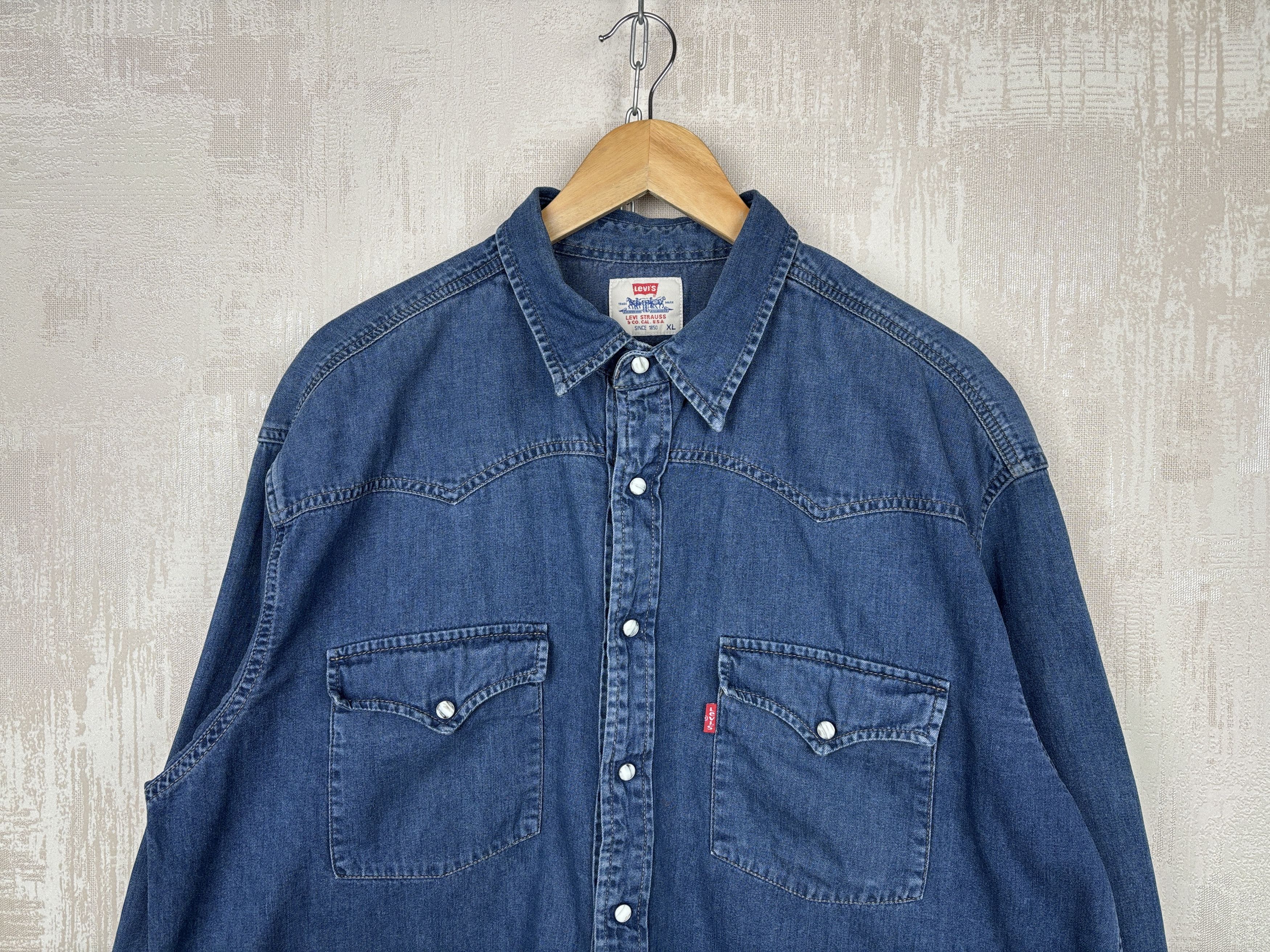 Levi's 90's Levi's Vintage Western Denim Jeans Pearl Snap Shirt Size US XL / EU 56 / 4 - 1 Thumbnail
