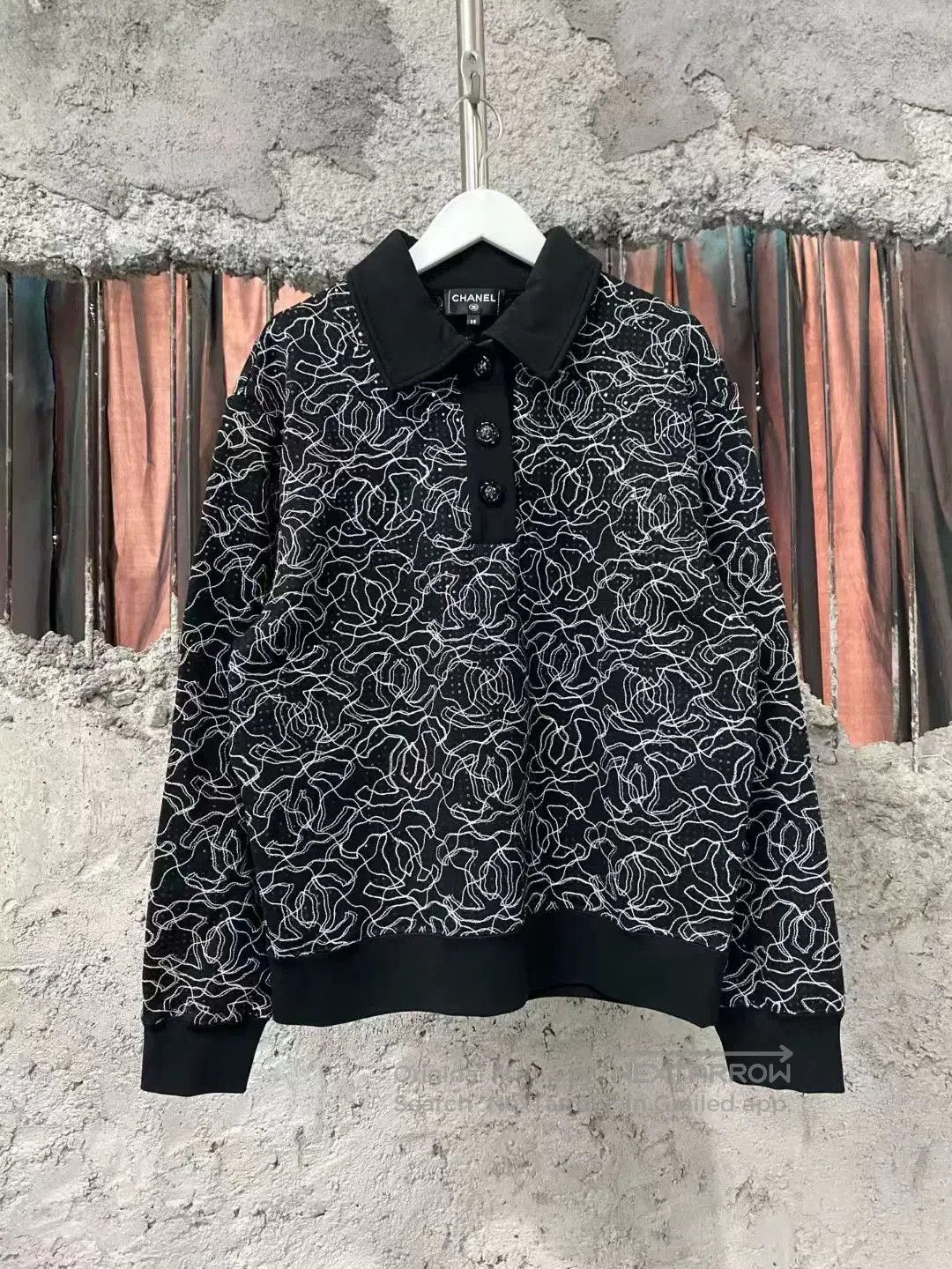 Chanel black sequined polo sweatshirt by Chanel. Size M / US 6-8 / IT 42-44 - 1 Thumbnail