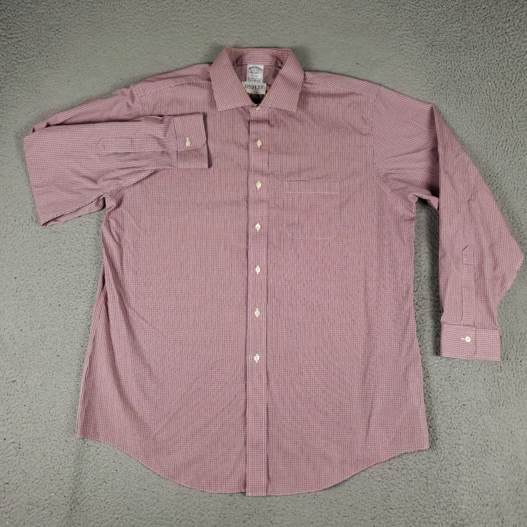 Brooks Brothers Brooks Brothers Shirt Mens 17.5 Red Blue Check Dress Button Up Long Sleeve Size 46R - 2 Thumbnail