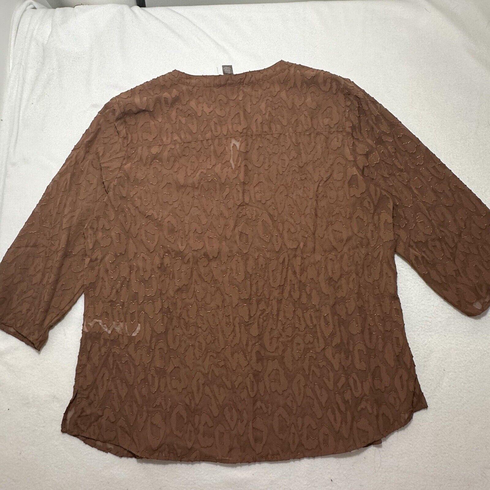 Chicos Chicos Large Brown Animal Print 3/4 Sleeve Sheer Blouse Size L / US 10 / IT 46 - 13 Thumbnail