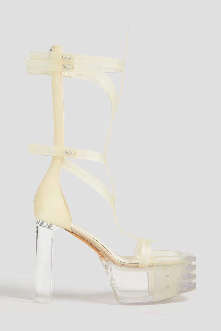 Rick Owens o1y0126 Leather Ankle Strap Sandals in Ivory Size US 11 / IT 41 - 1 Thumbnail