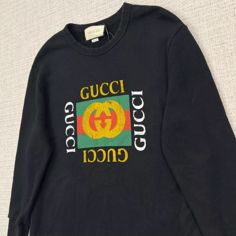 Gucci Gucci Double G square logo old destruction round-neck sweat Size US M / EU 48-50 / 2 - 2 Thumbnail