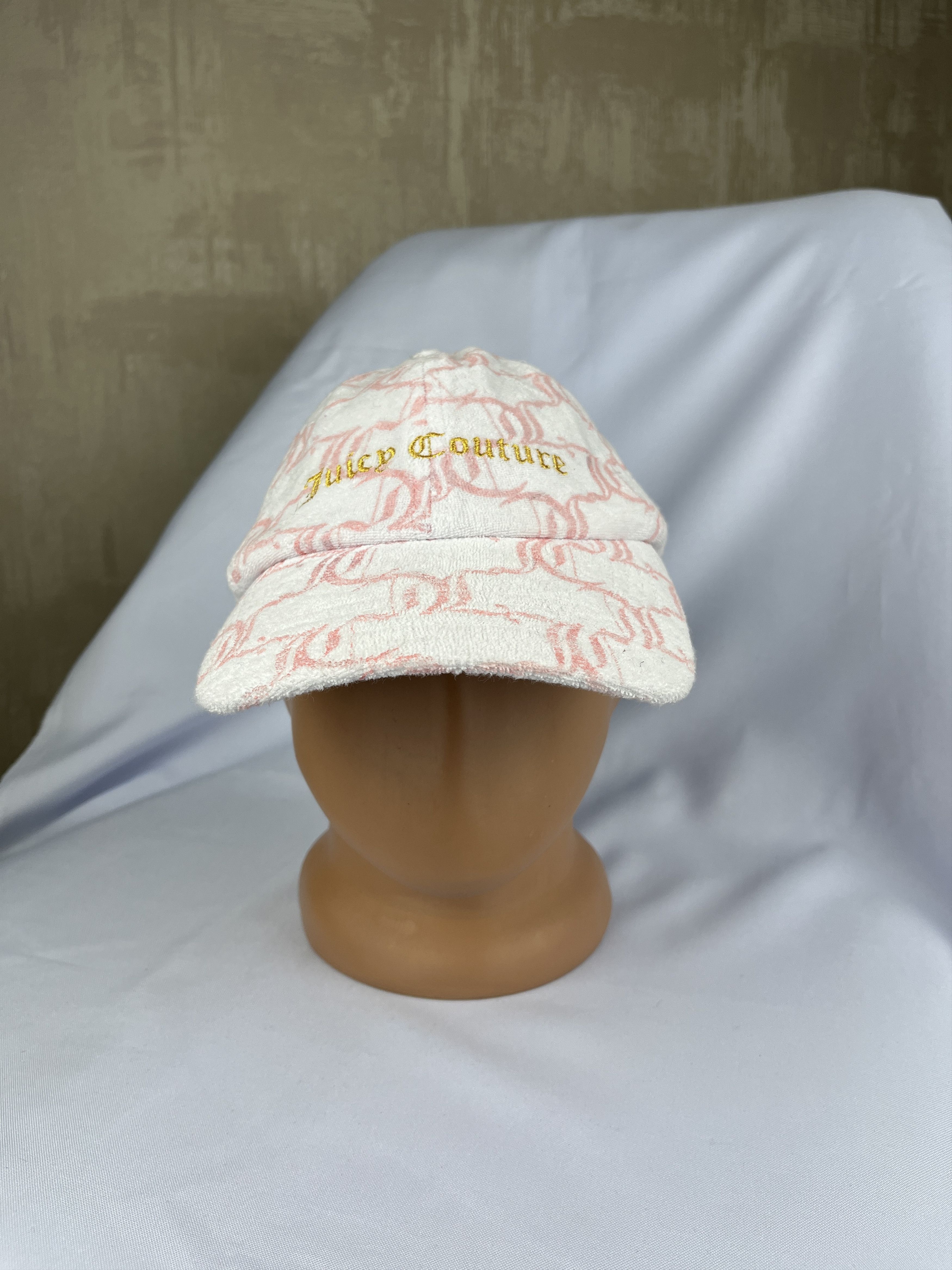 Juicy Couture Jeans Juicy Couture Towel Terry Cap Hat White Pink Size Adjustable Size ONE SIZE - 3 Thumbnail