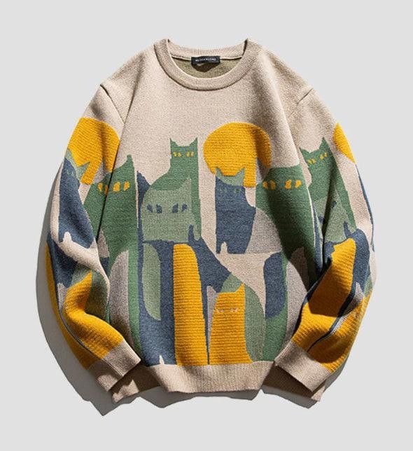 Contrast Cat Ripped Sweater