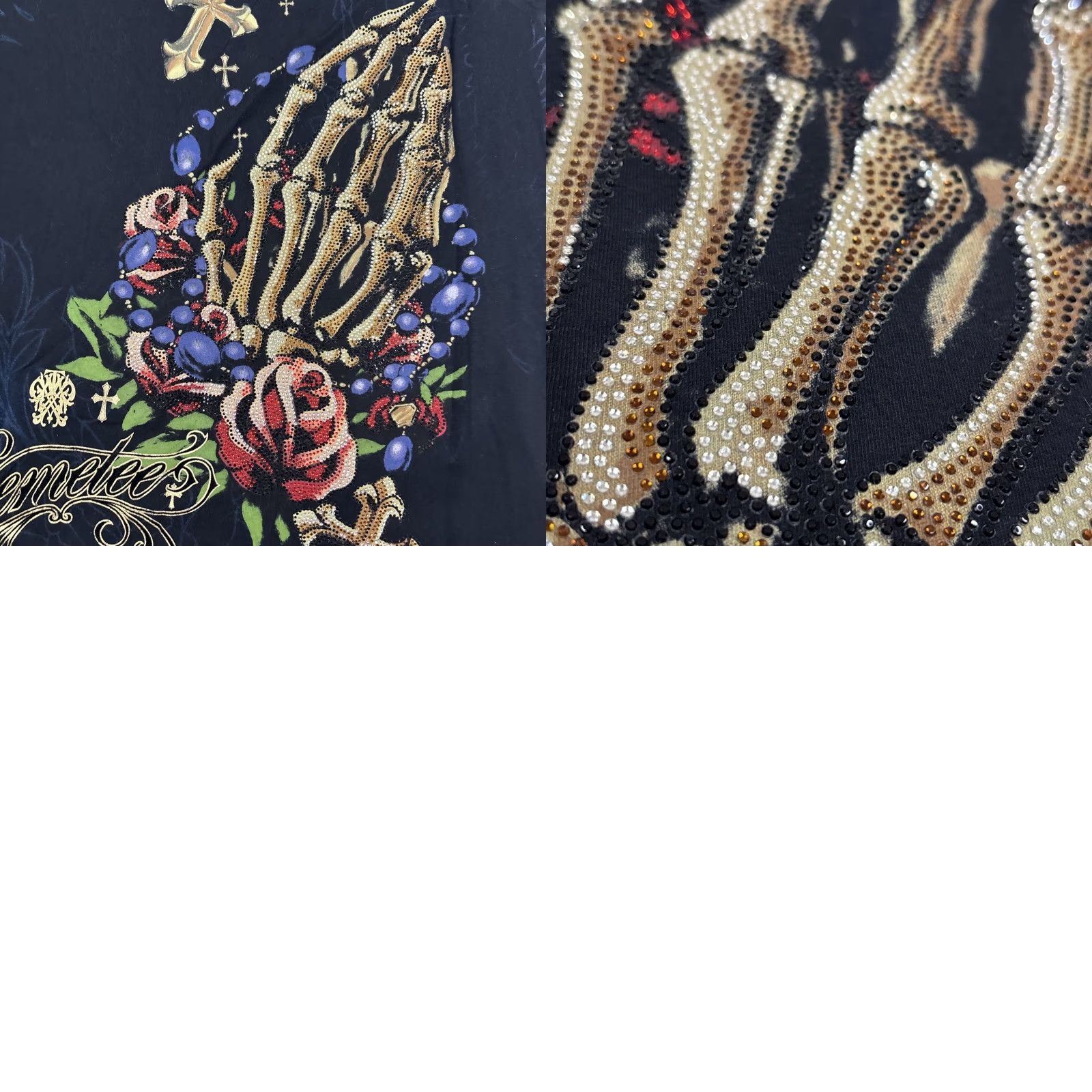 Vintage Remetee T Shirt Men’s Large Rosary Prayer Hands Skeleton Rose Cross Jesus Bead Black L Mens Size US L / EU 52-54 / 3 - 8 Thumbnail