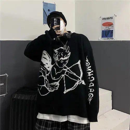 Aran Isles Knitwear × Japanese Brand Black cherub cupid style knit sweater Size US XXL / EU 58 / 5 - 1 Thumbnail