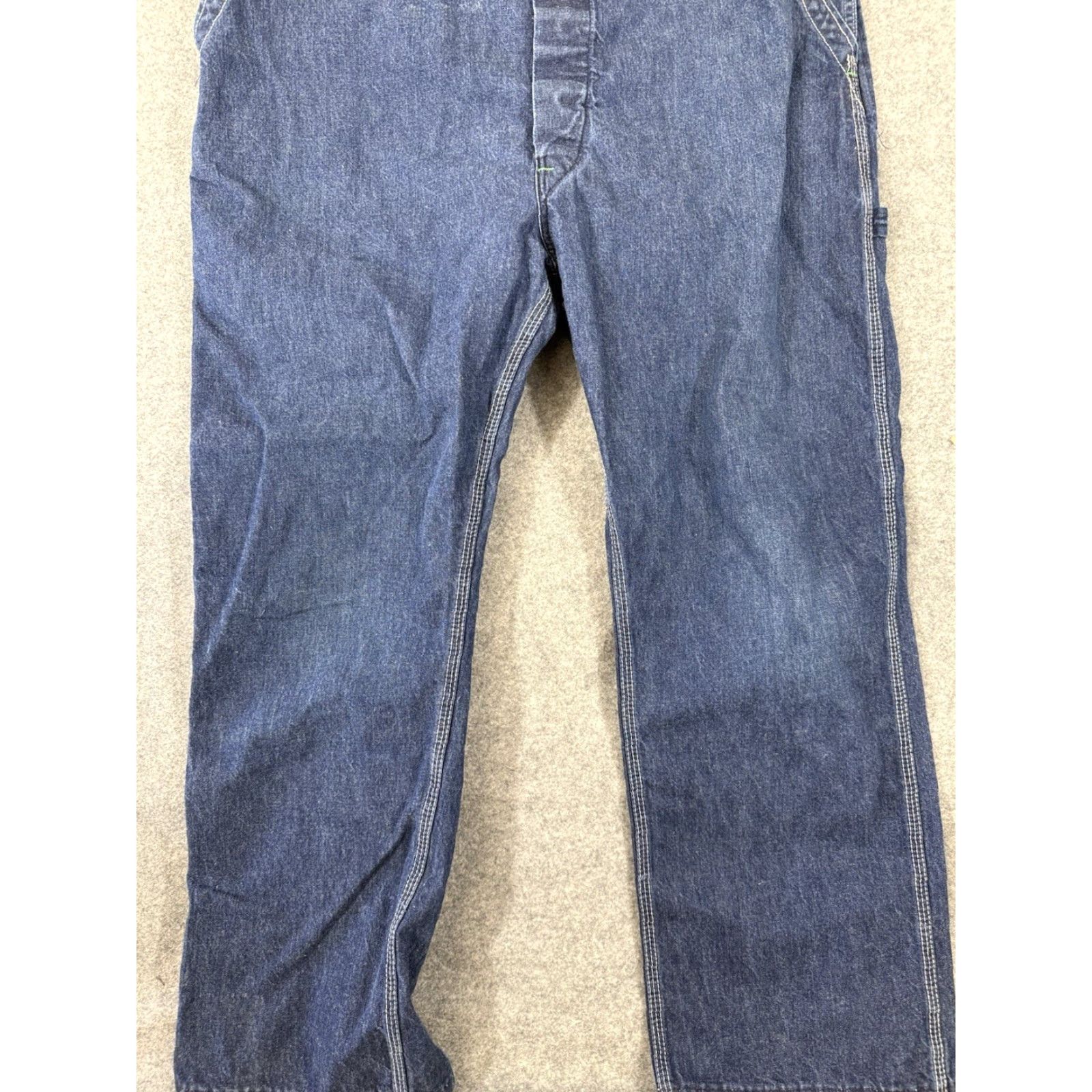 Denime VINTAGE Big Ben Bib Carpenter Overalls Men 38X28 Denim Jeans Blue Cotton Work Straight 28 Inseam Mens Size US 38 / EU 54 - 3 Thumbnail