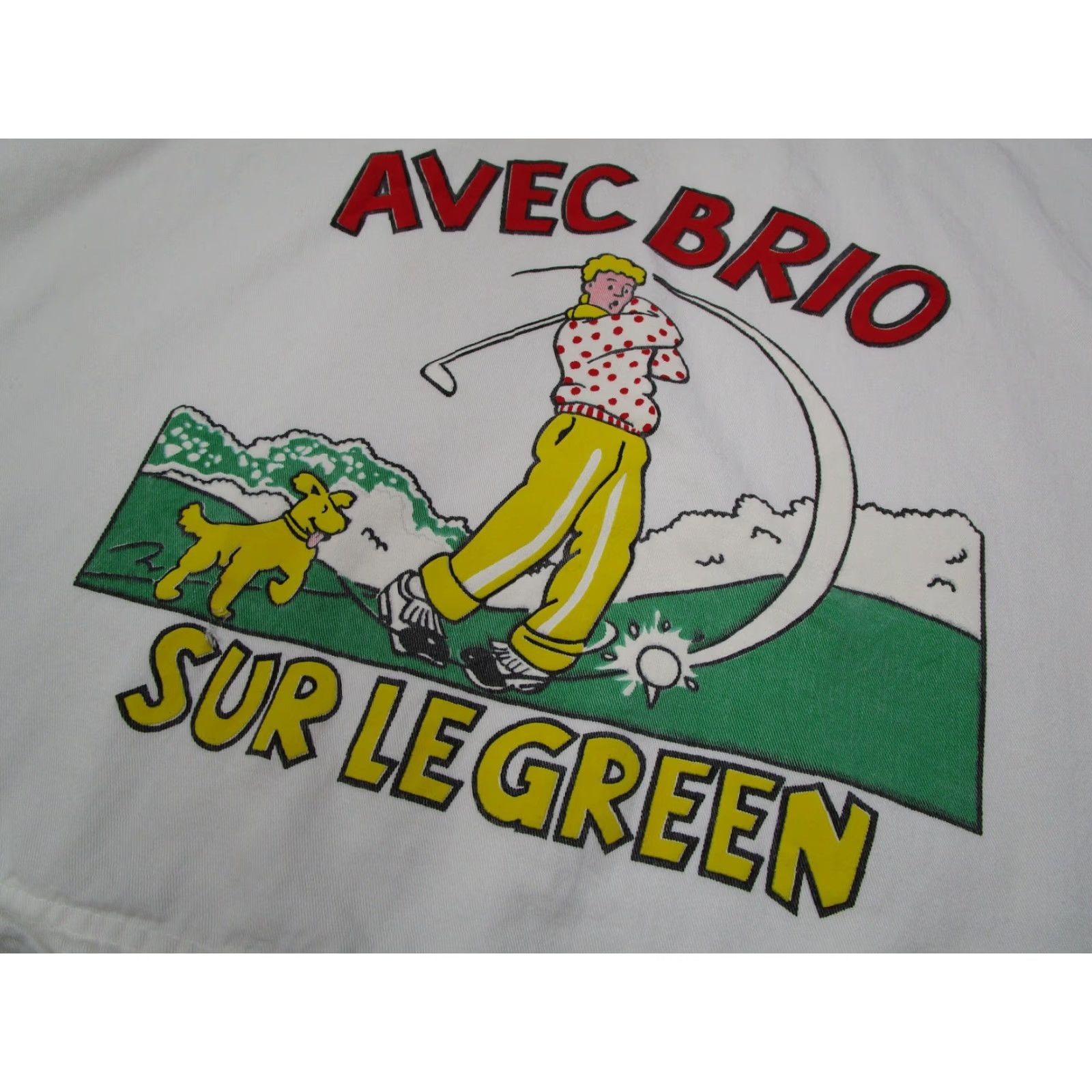 Vintage VINTAGE Avec Brio Polo Shirt Men Large White 90s French Golf Cartoon Dog Graphic Size US L / EU 52-54 / 3 - 2 Thumbnail