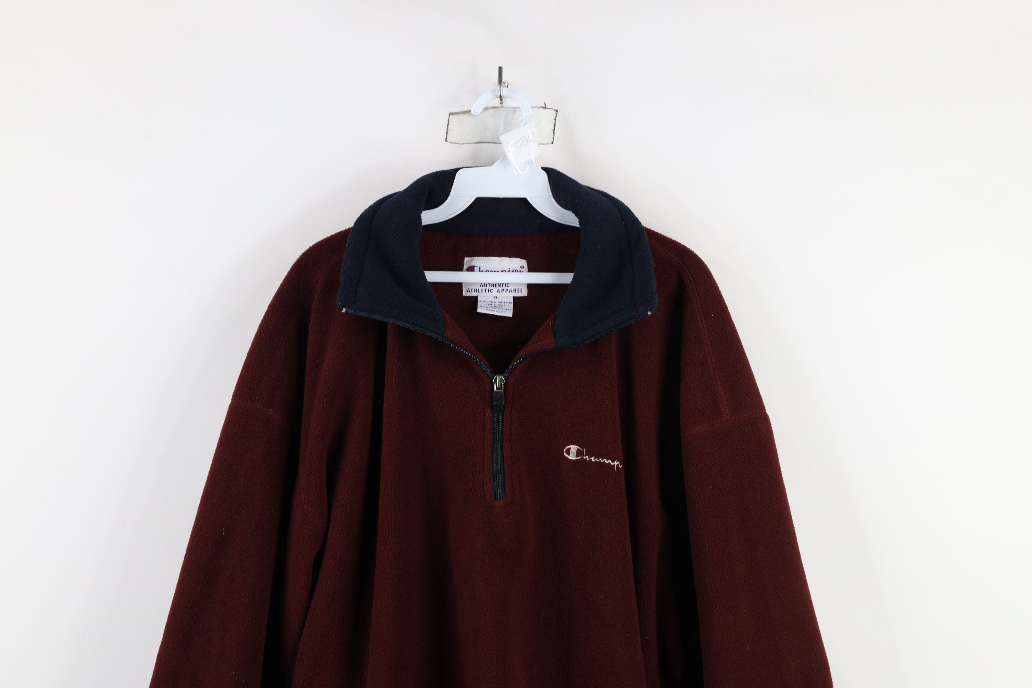 Champion × Vintage Vintage 90s Champion Heavyweight Half Zip Fleece Sweater Red Size US XL / EU 56 / 4 - 2 Thumbnail