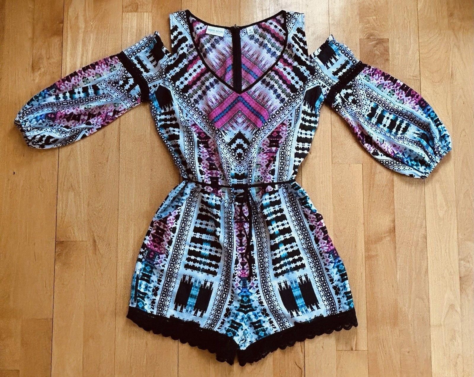 Other Bisou Bisou, Michelle Bohbot Multi Color Print Lace Romper M Size 32" / US 10 / IT 46 - 7 Thumbnail