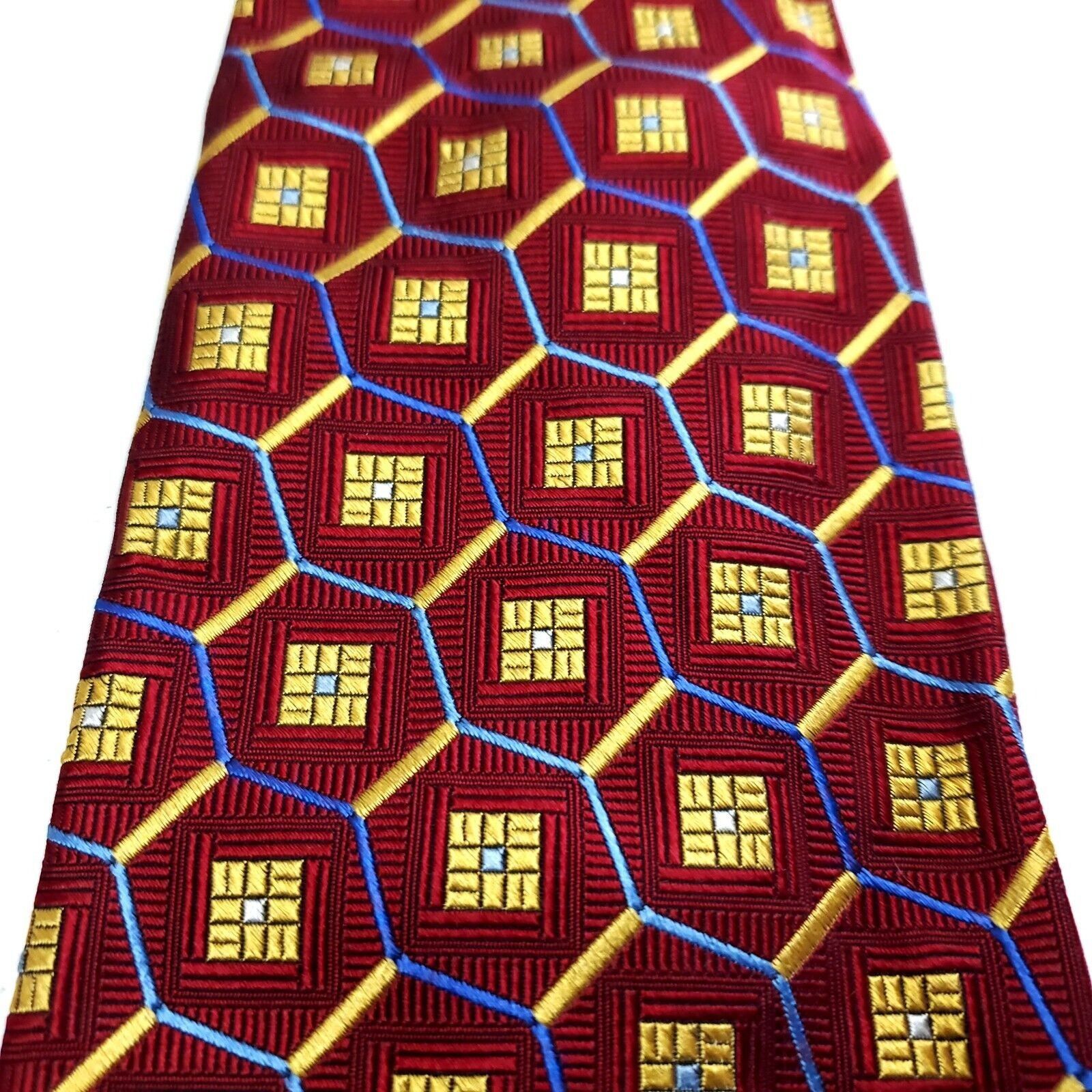 Robert Talbott Robert Talbott Estate Red Woven Geometric Wide Silk Tie Size ONE SIZE - 3 Thumbnail