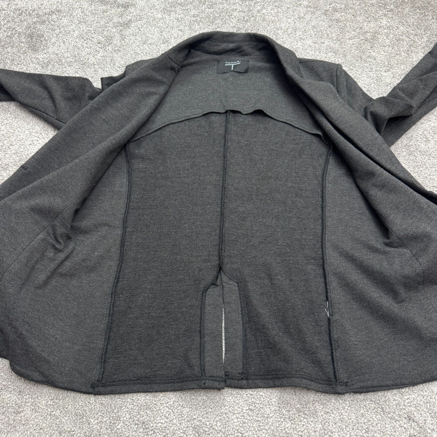 Vintage Tahari Women's Blazer Jacket S Dark Gray Single Button Unlined Classic Work Dressy Office Size S / US 4 / IT 40 - 3 Thumbnail