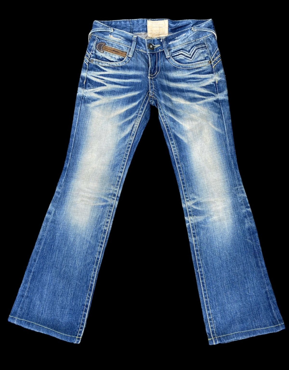 image of Distressed Denim x Semantic Design Size 29 Lolita Jeans Flare Jeans Boot Cut in Blue, Women's