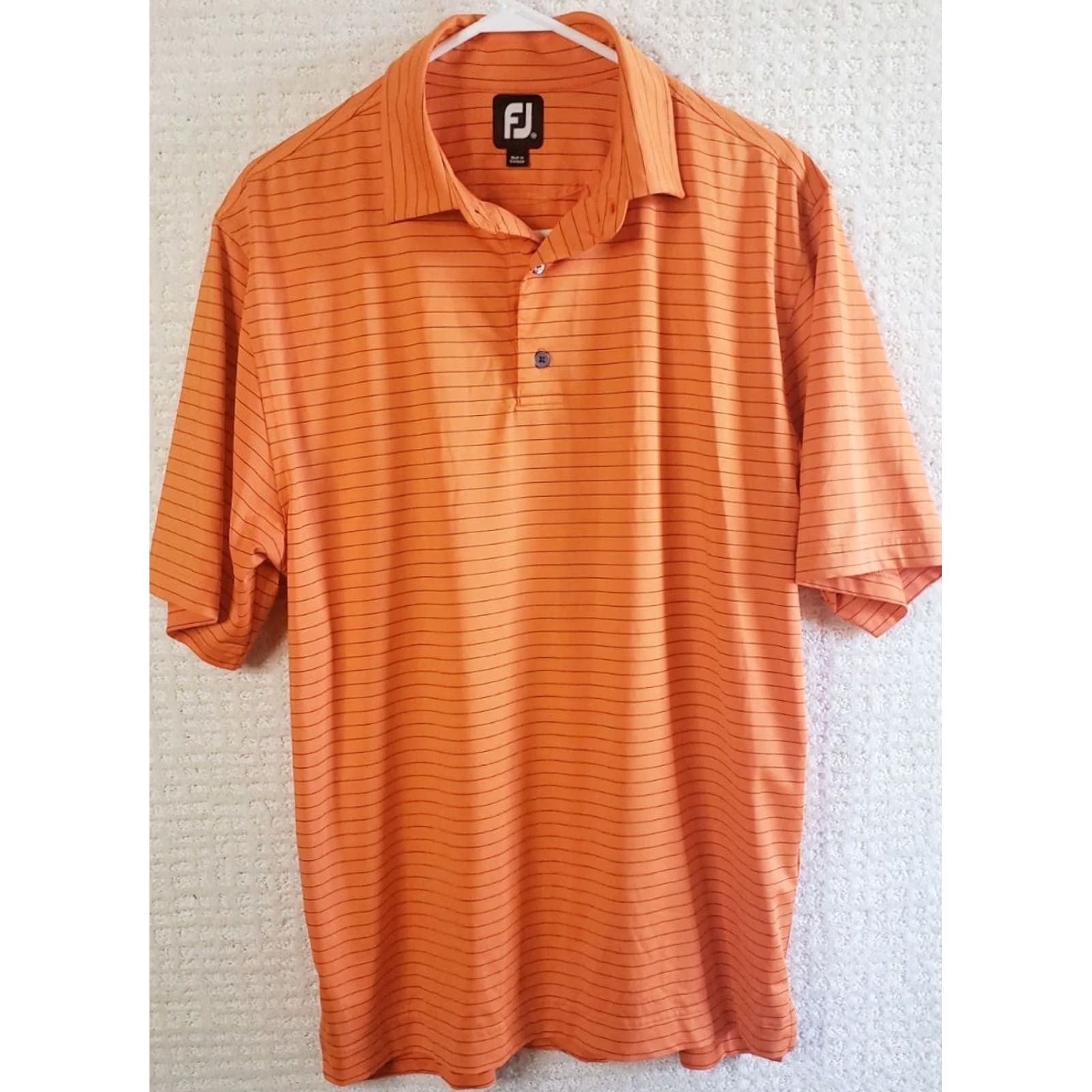 Footjoy FootJoy Polo Shirt Mens Medium Orange Black Striped Golfing Outdoor FJ Back Logo Casual Golf Apparel Size US M / EU 48-50 / 2 - 2 Thumbnail