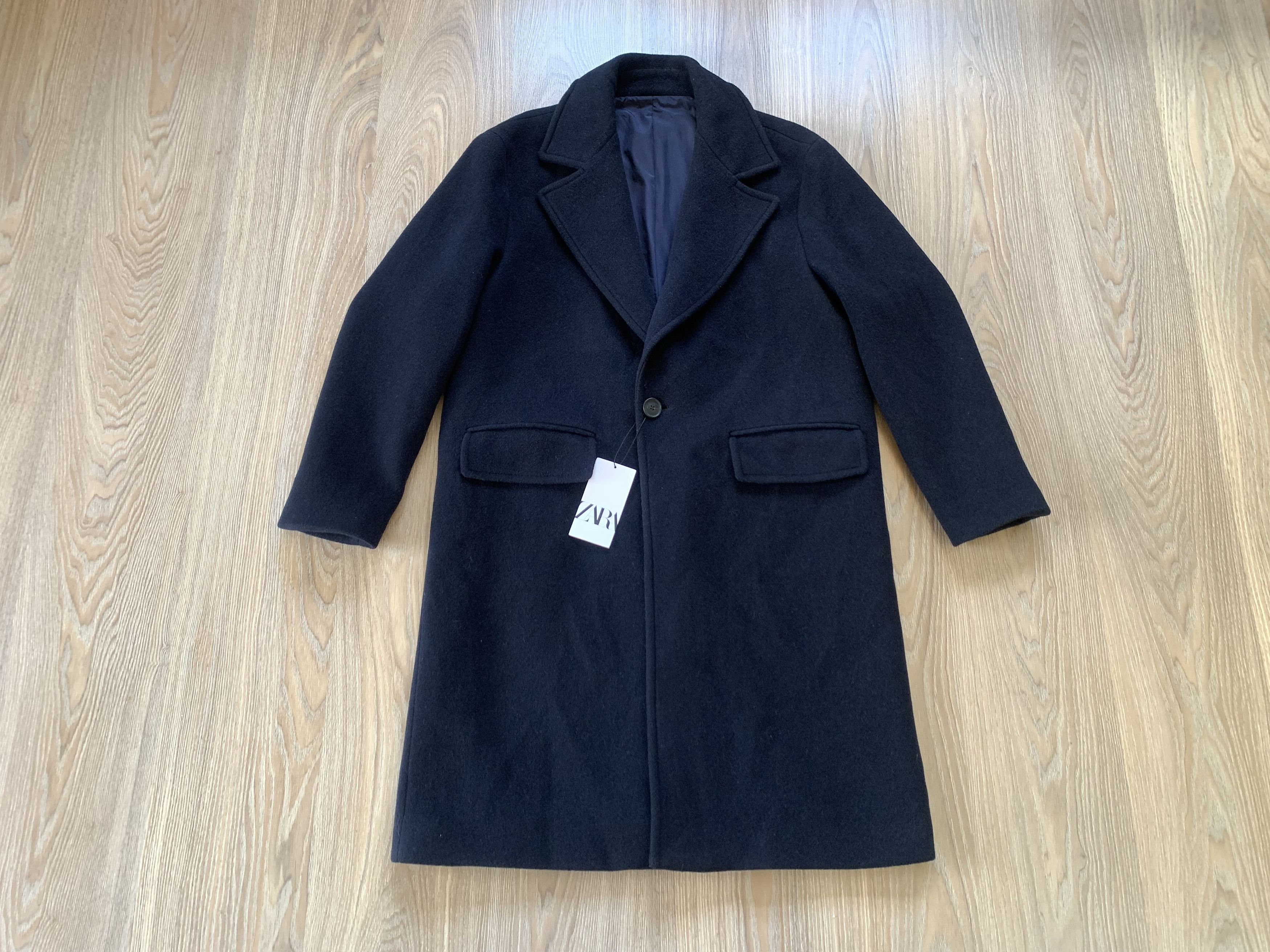 Zara Zara Man Navy Blue Heavy Wool Coat Size US S / EU 44-46 / 1 - 1 Thumbnail