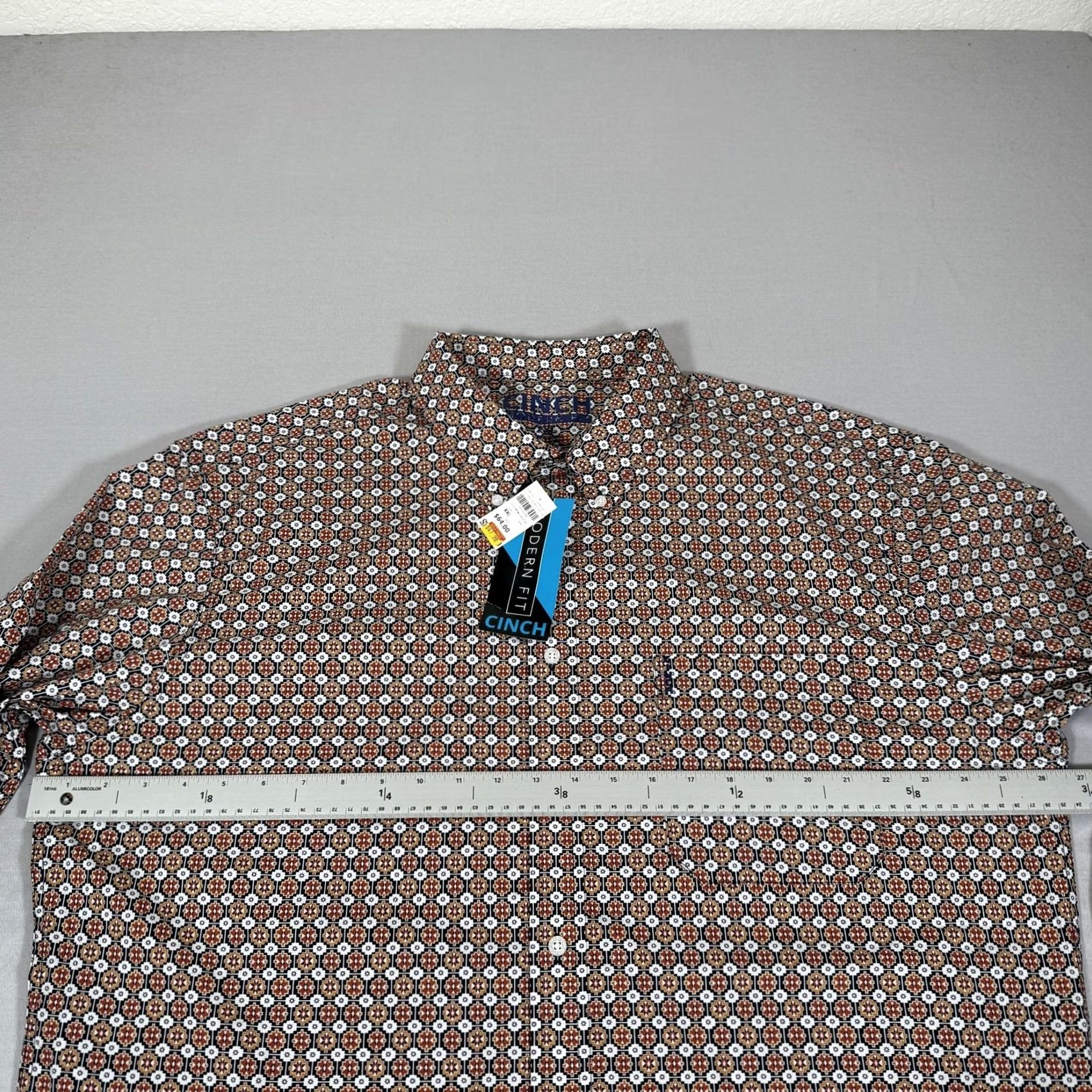 Vintage Cinch Mens 2XL White Red Button Up Western Cowboy Modern Fit Work New Shirt Geometric Cotton Woven Long Sleeve Button-Front Pocket Casual Size US XXL / EU 58 / 5 - 5 Thumbnail