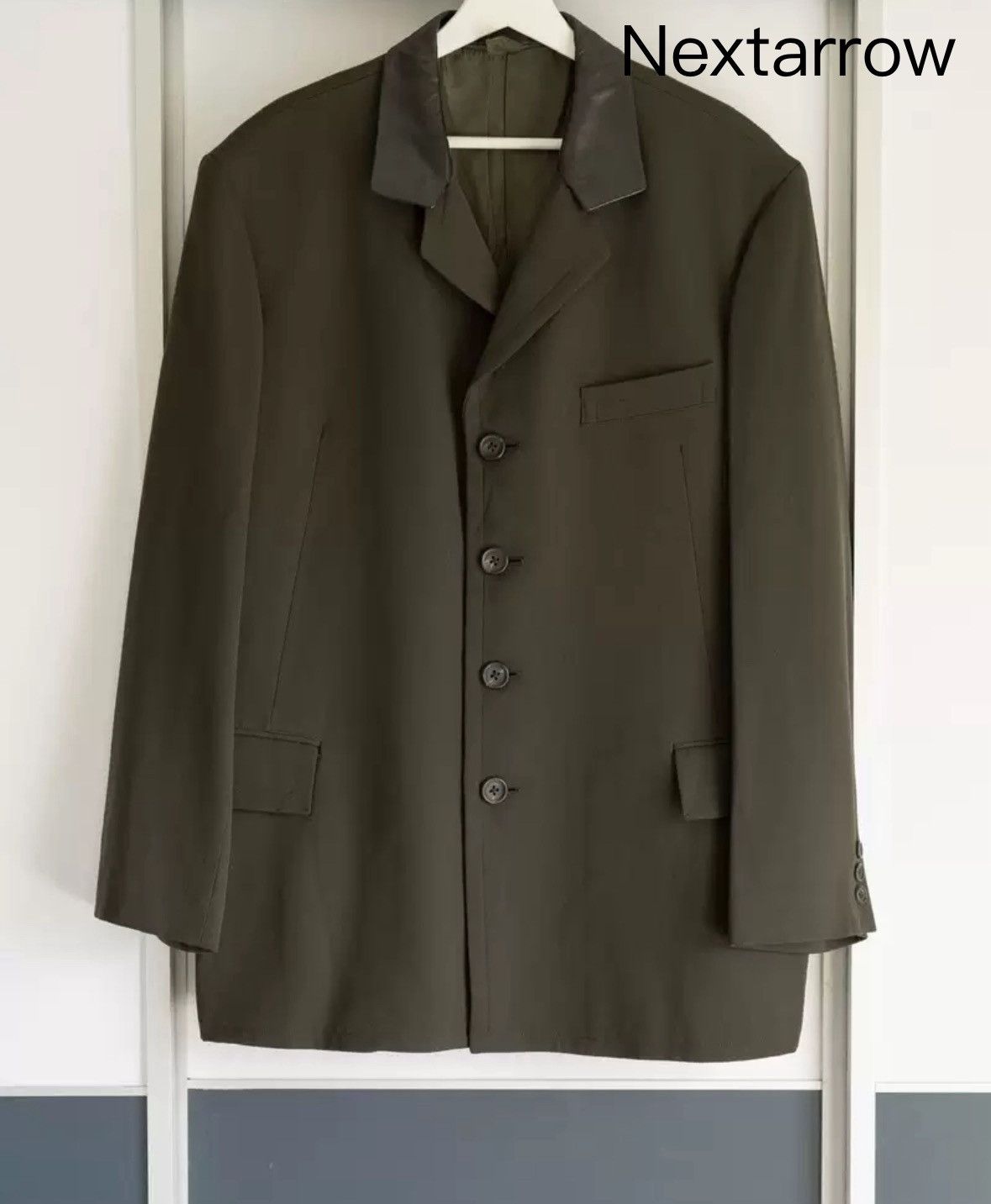 Yohji Yamamoto Yohji Yamamoto 91aw 6.1 Sheepskin collar dark green suit Size US M / EU 48-50 / 2 - 1 Thumbnail