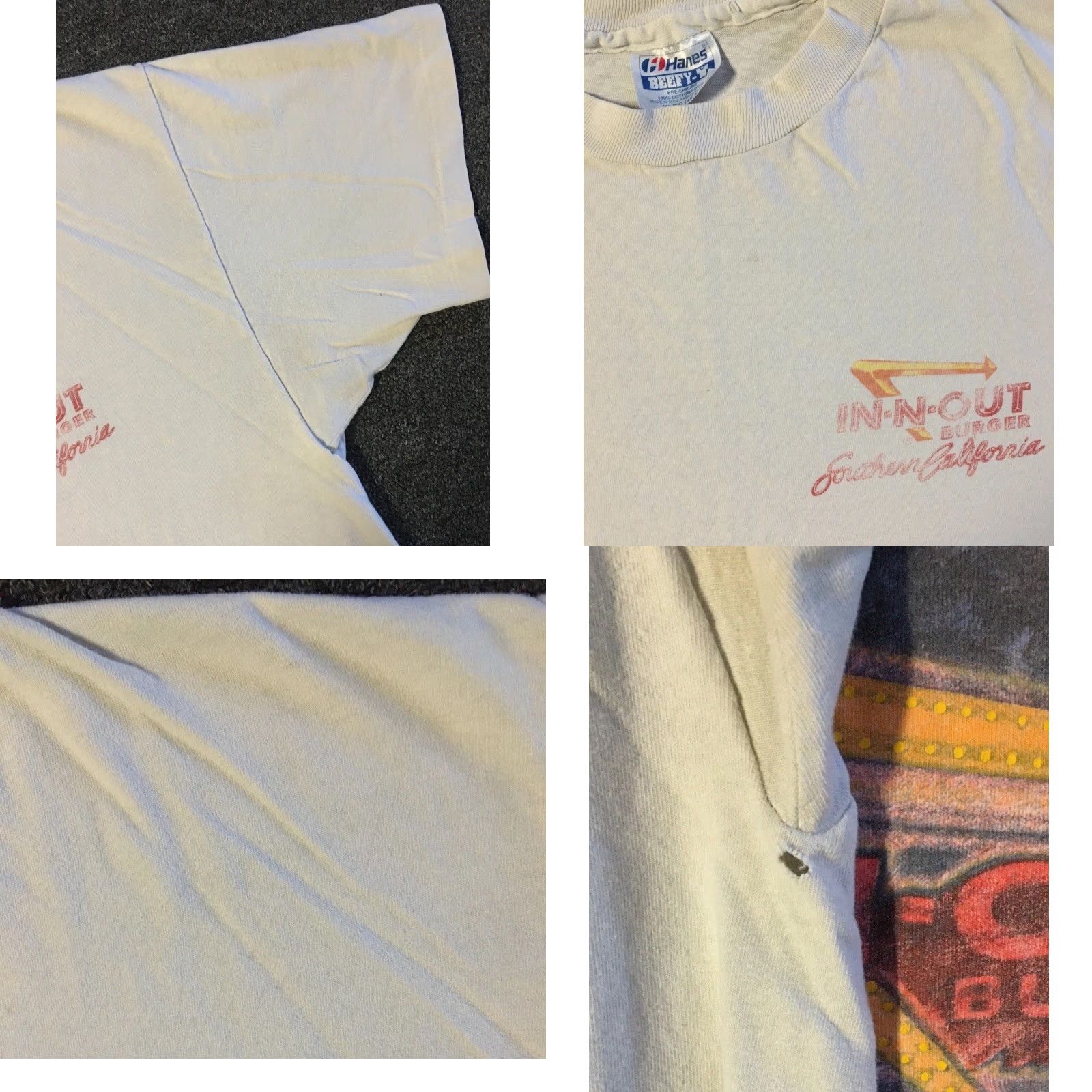 Vintage VINTAGE 90s In N Out Burger Faded Distress Shirt L White Men Short Sleeve T-Shirt USA Mcdonalds Fast Food Surf Grunge 80s Size US L / EU 52-54 / 3 - 9 Thumbnail